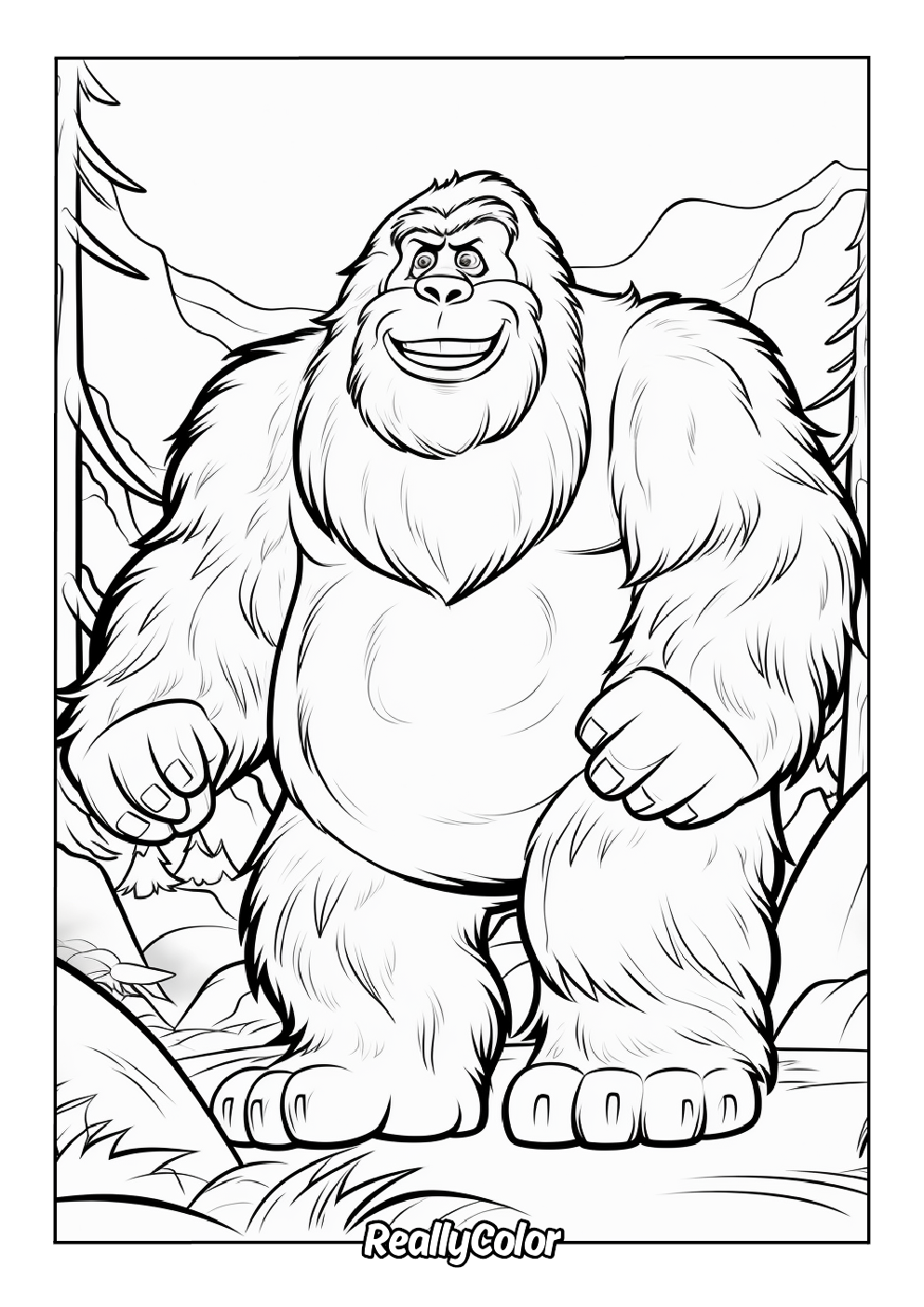 Sneaky sasquatch coloring page for adults