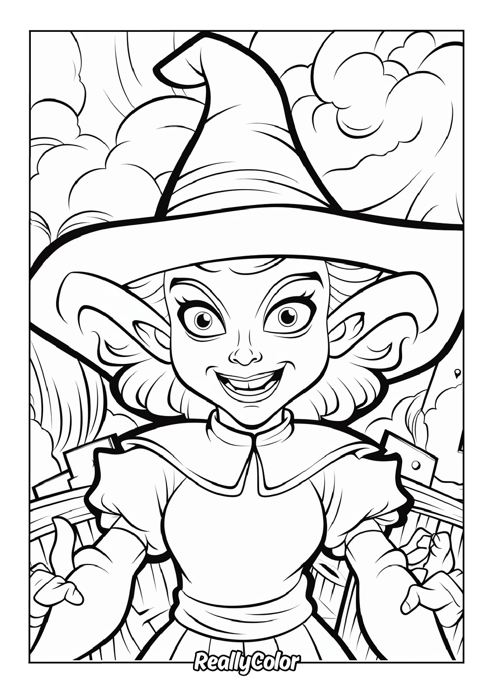 Adult witch coloring page