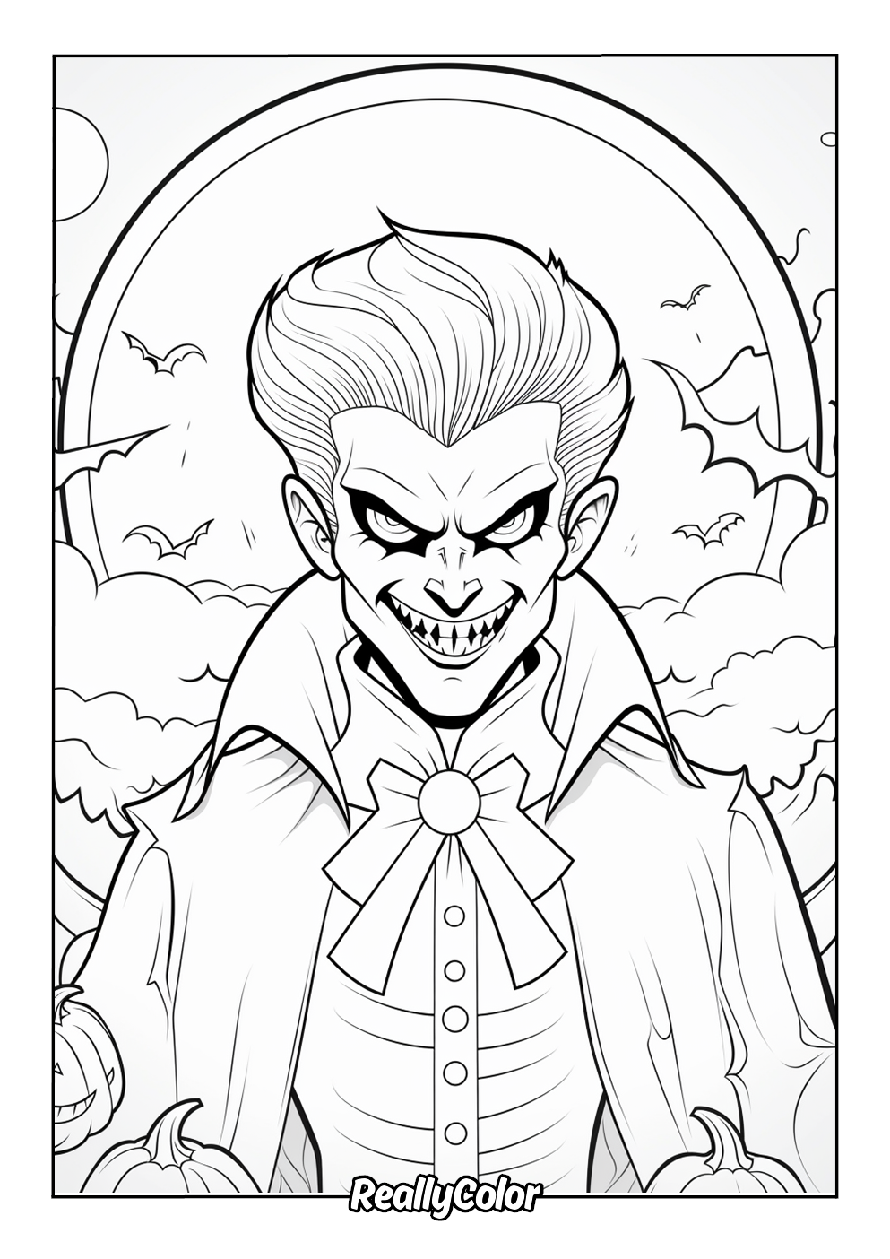 Adults coloring page of a vampire