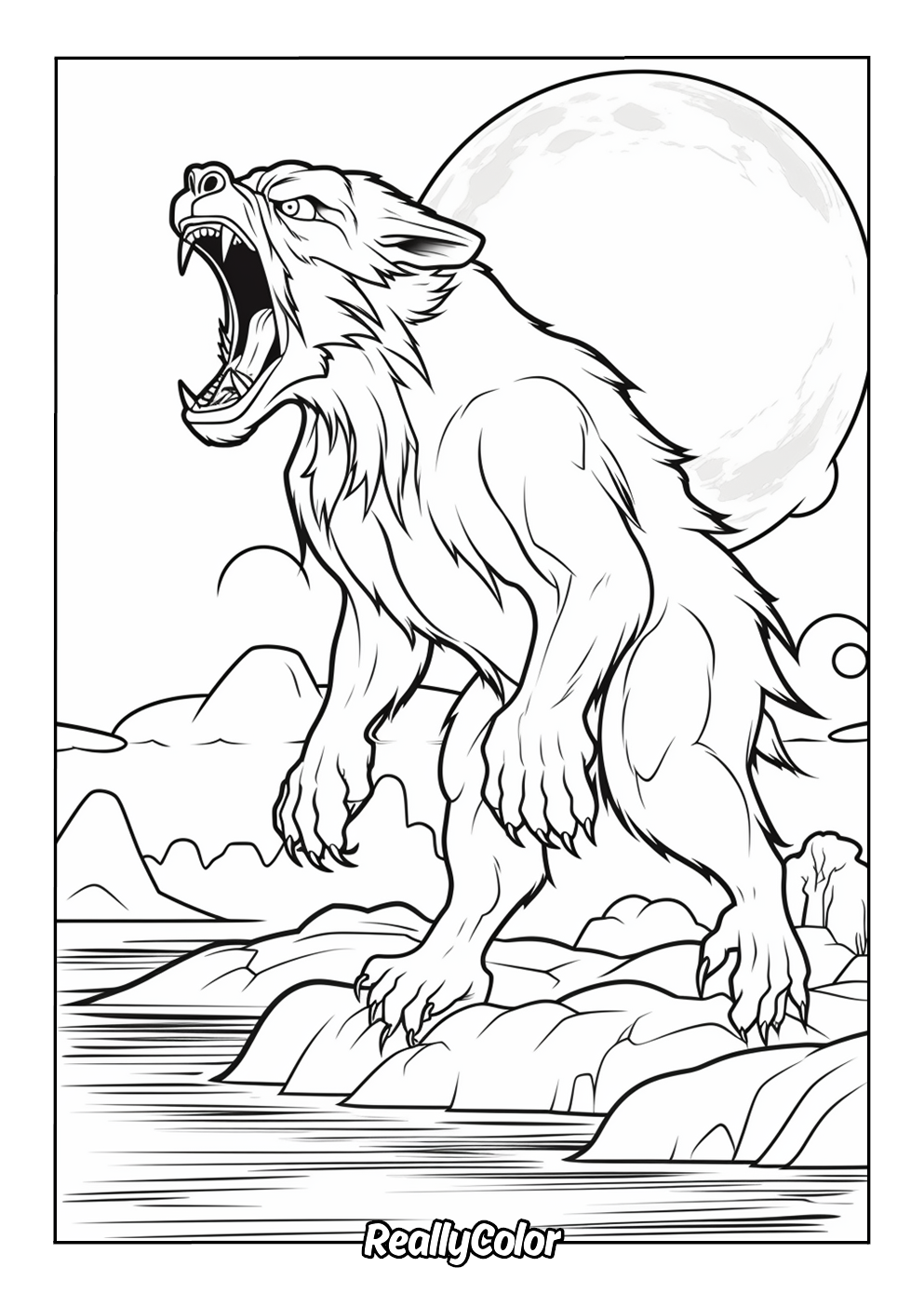Aggressive werewolf to color