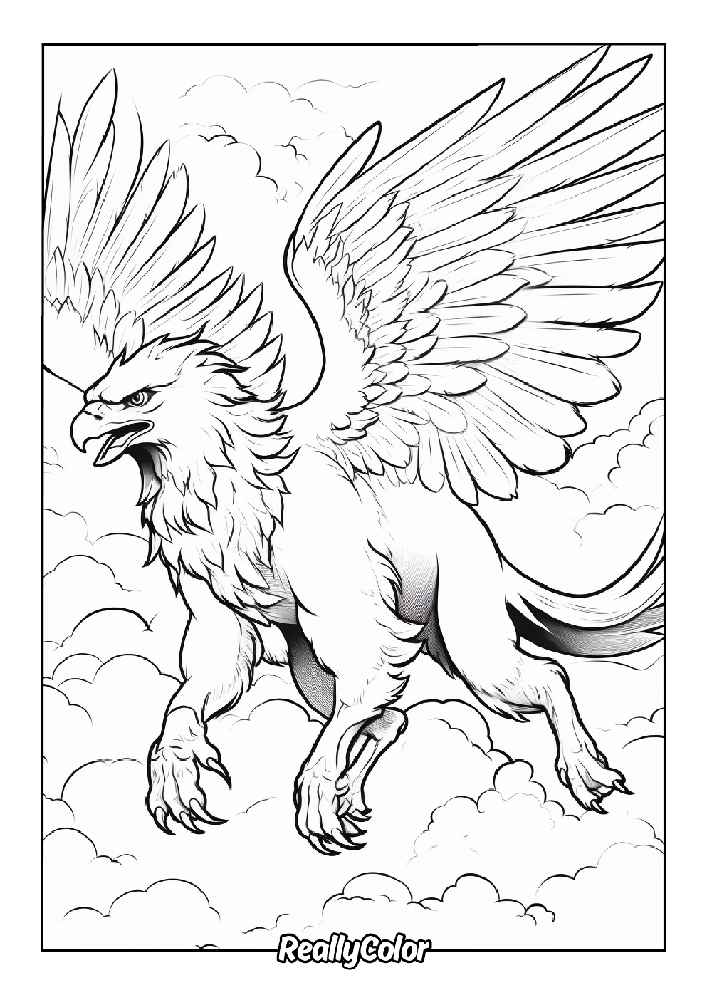 Amazing coloring page of a griffin