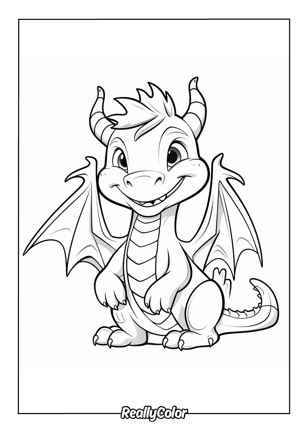 Baby dragon coloring page for kids