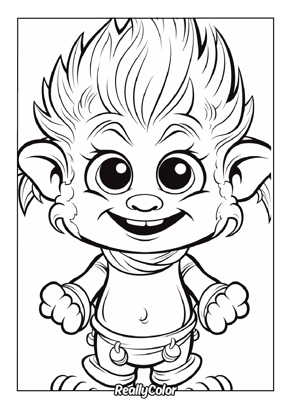 Baby troll coloring page