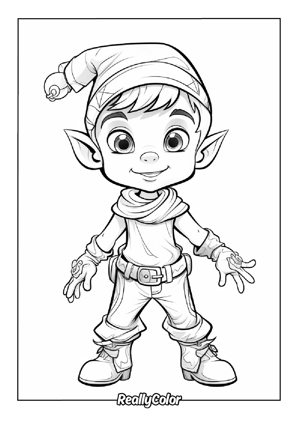 Cartoon elf coloring page