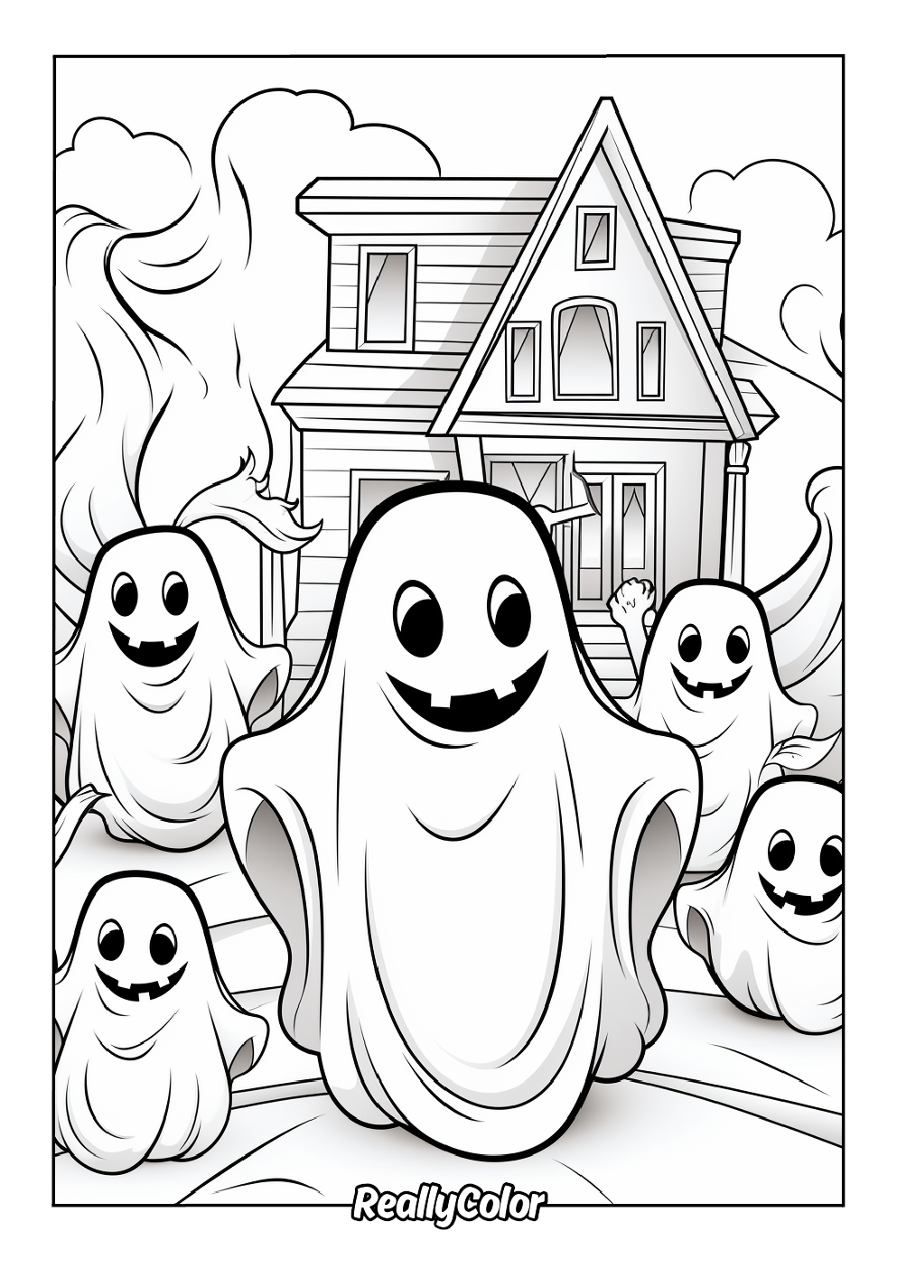 Cartoon ghost coloring page