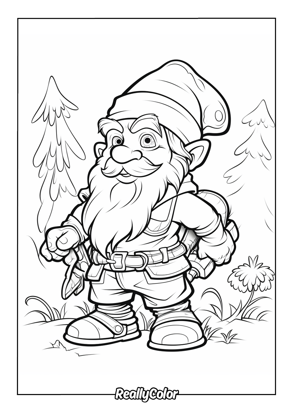 Cartoon gnome color page