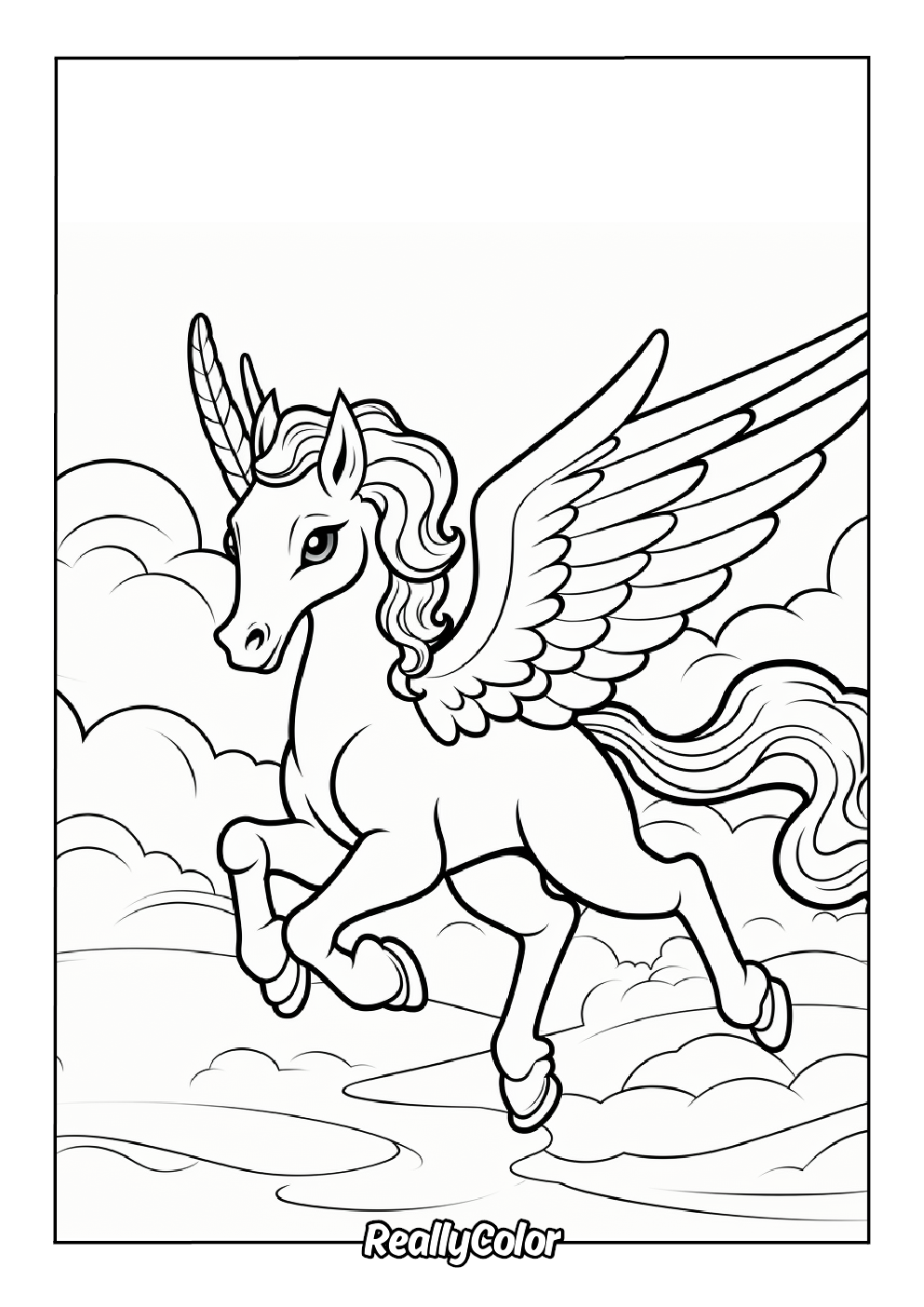 Cartoon pegasus to color