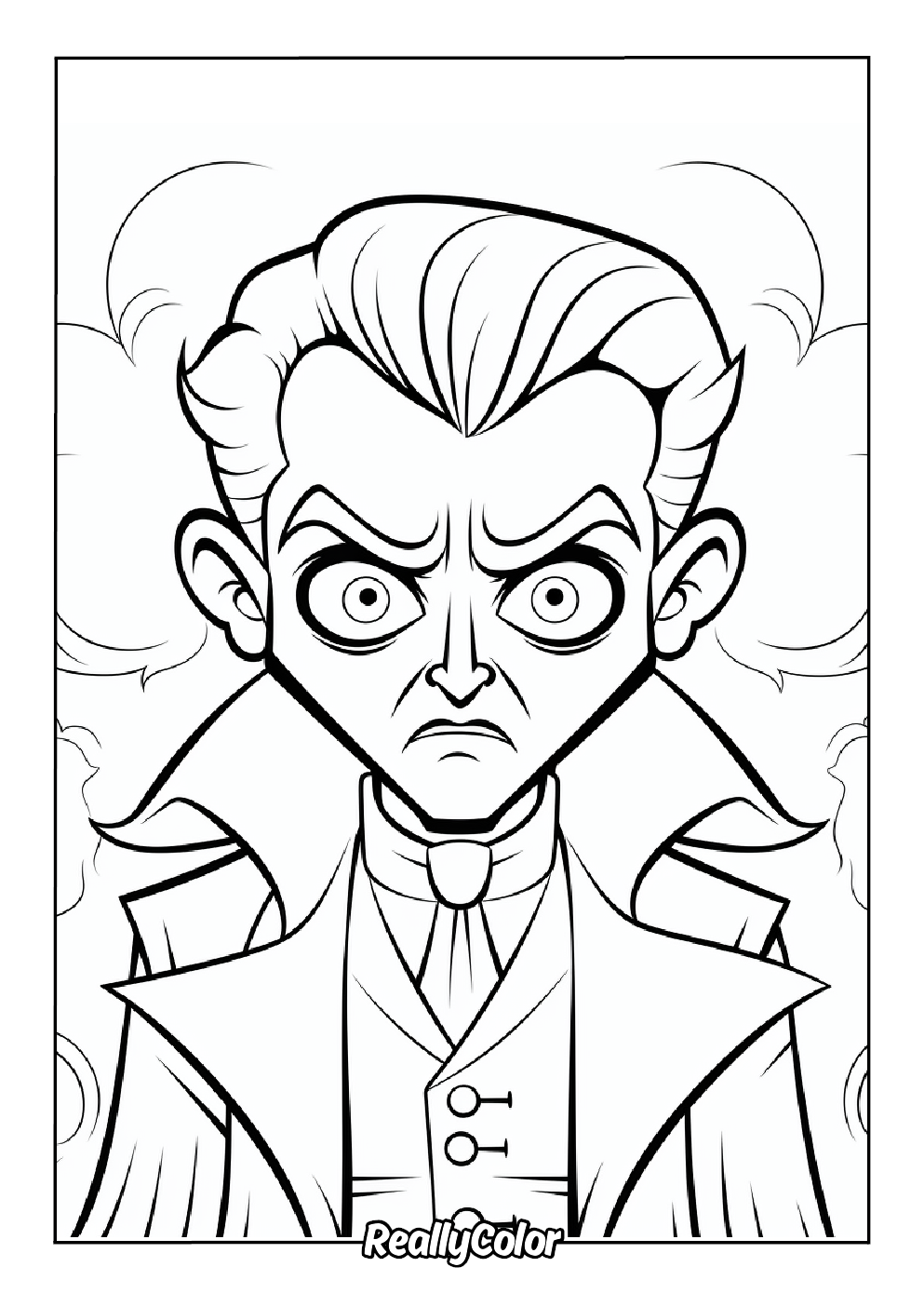 Cartoon vampire coloring page for kids