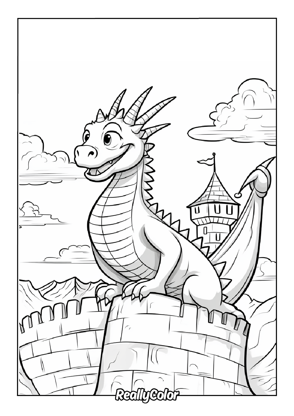 Cute dragon coloring page
