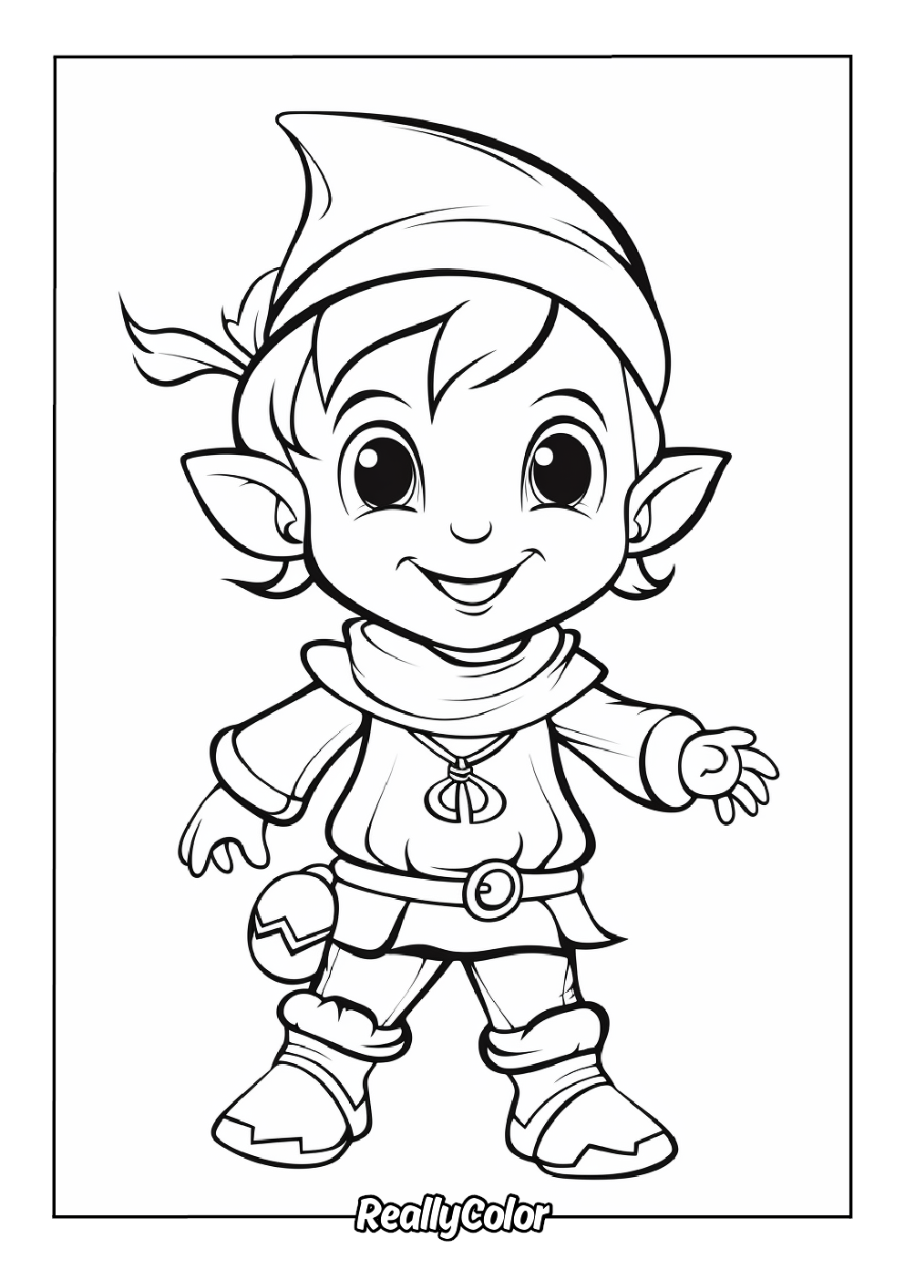 Cute elf coloring page for kids