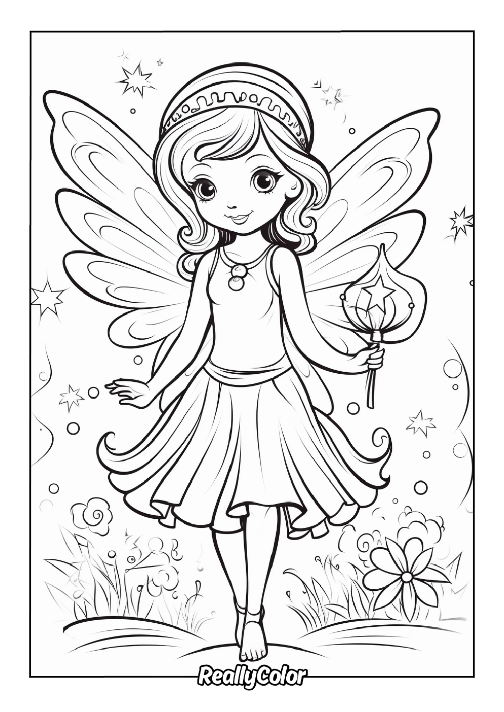 Cute fairy coloring page