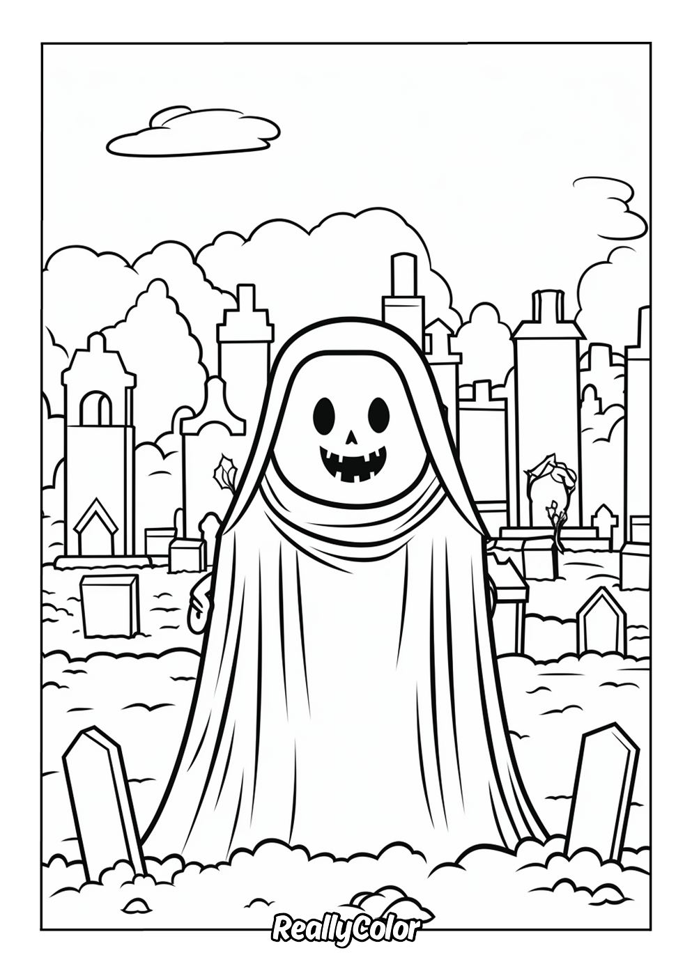 Cute ghost coloring page