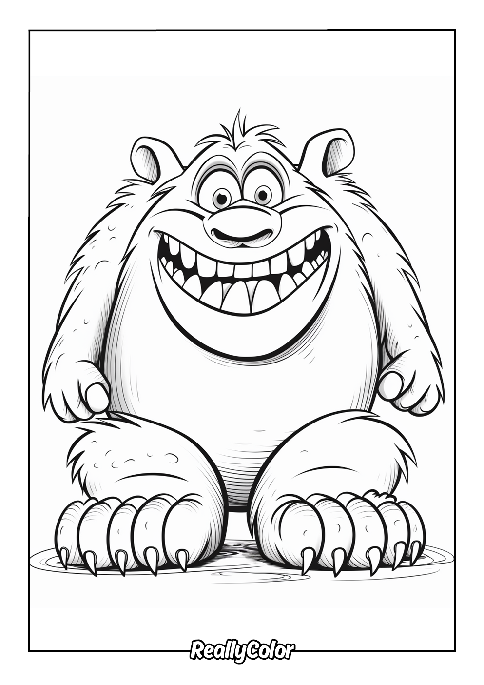 Cute monster coloring page for kids