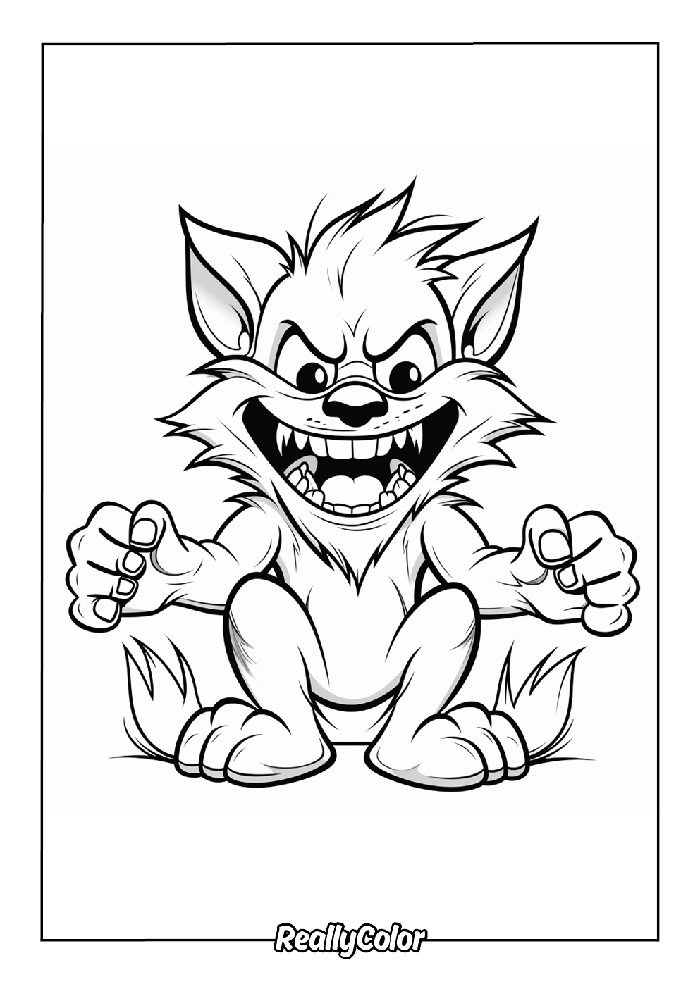 Cute werewolf coloring page
