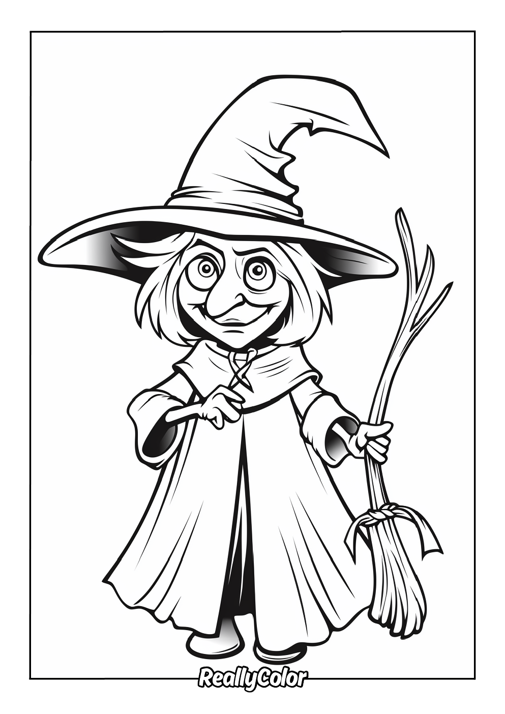 Cute witch coloring page