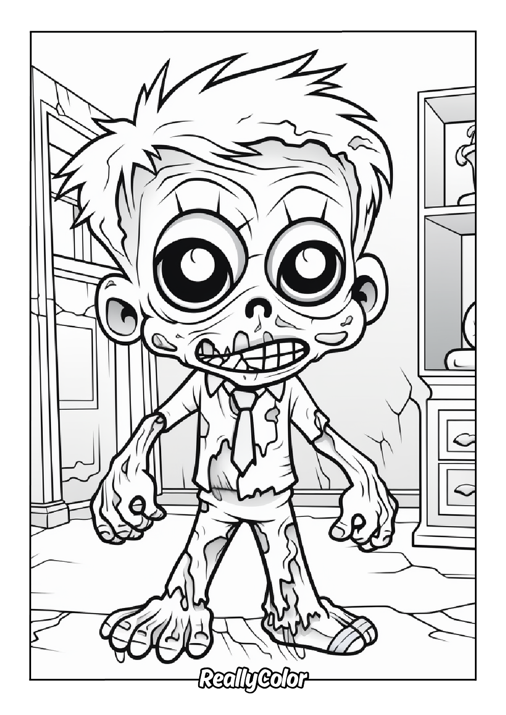 Cute zombie coloring page