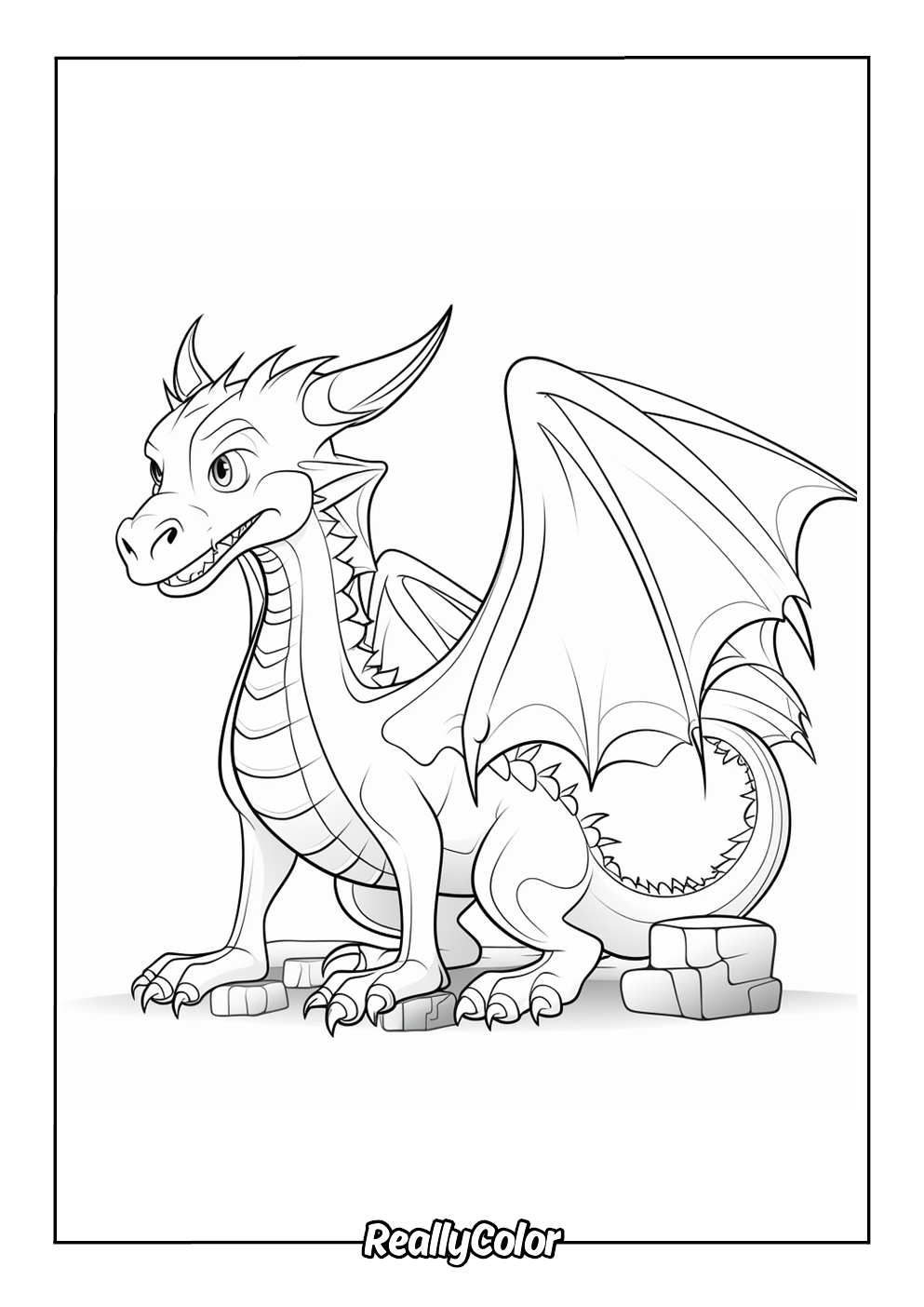 Easy dragon coloring page for kids