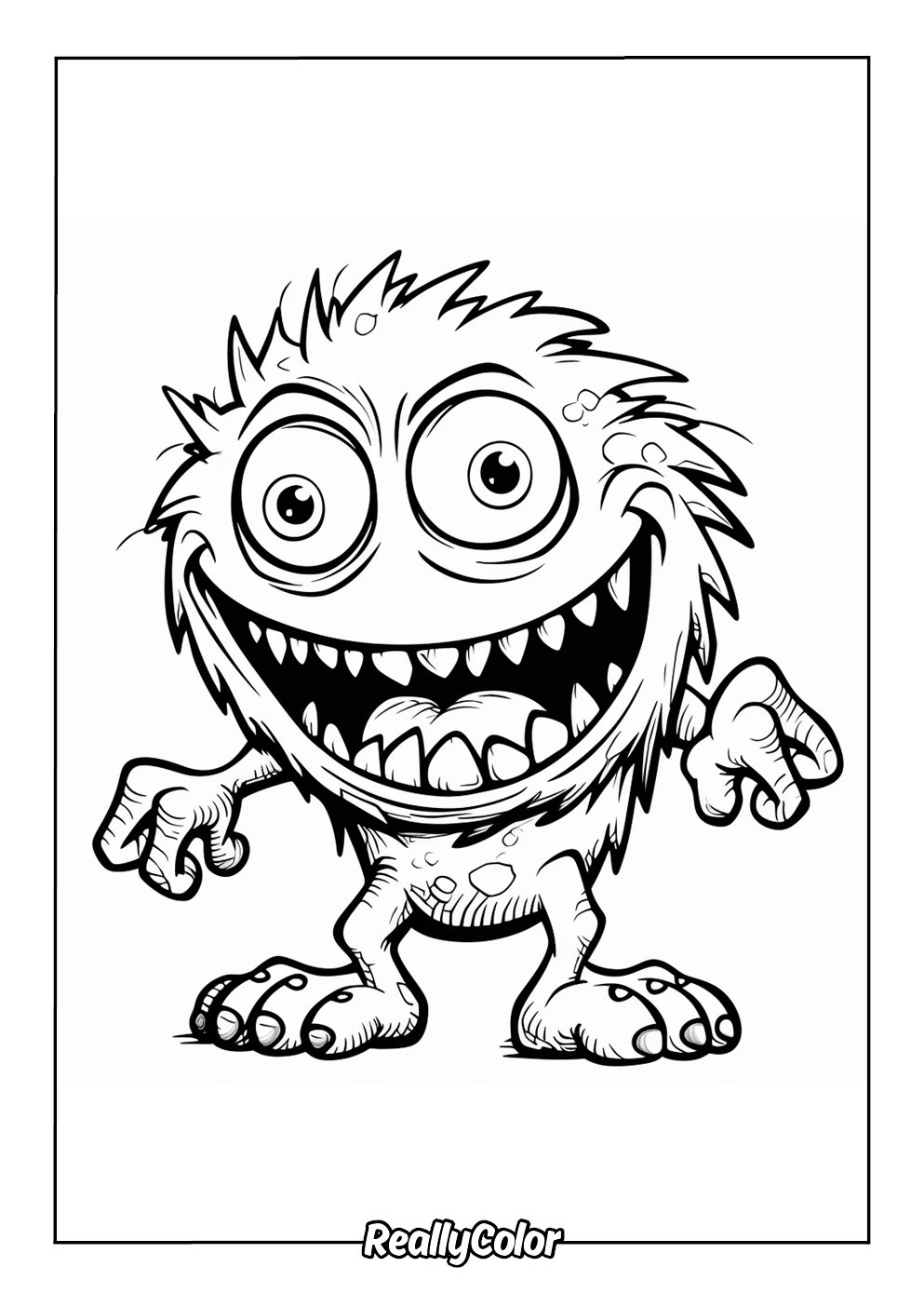 Easy monster coloring page for kids