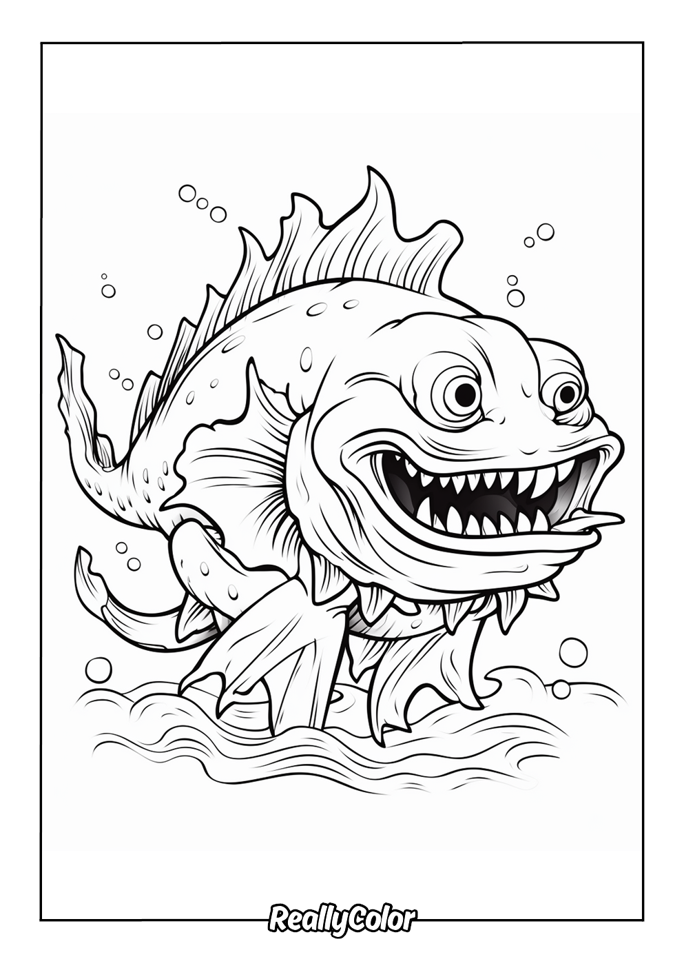 Easy sea monster coloring page