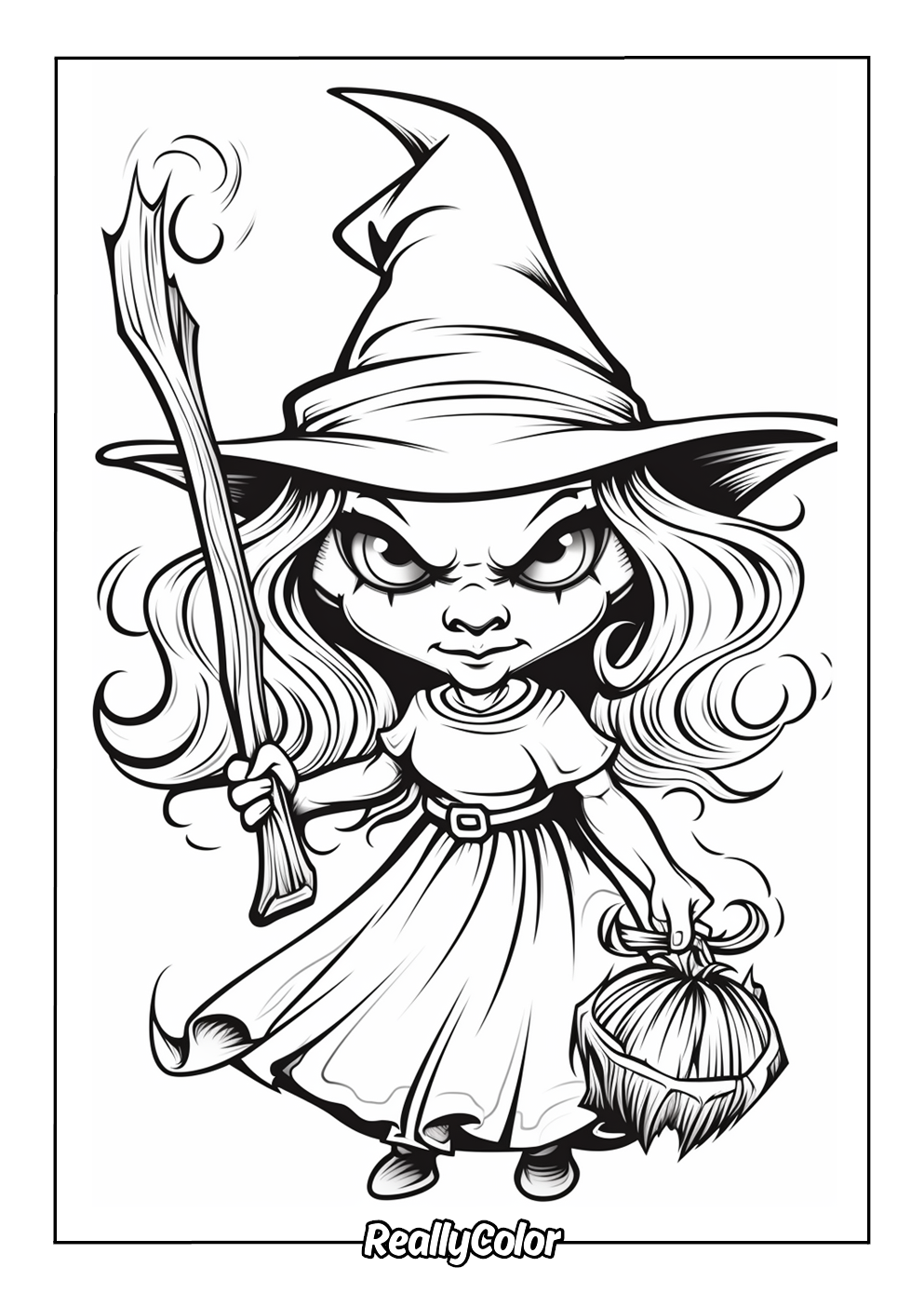 Evil witch coloring page