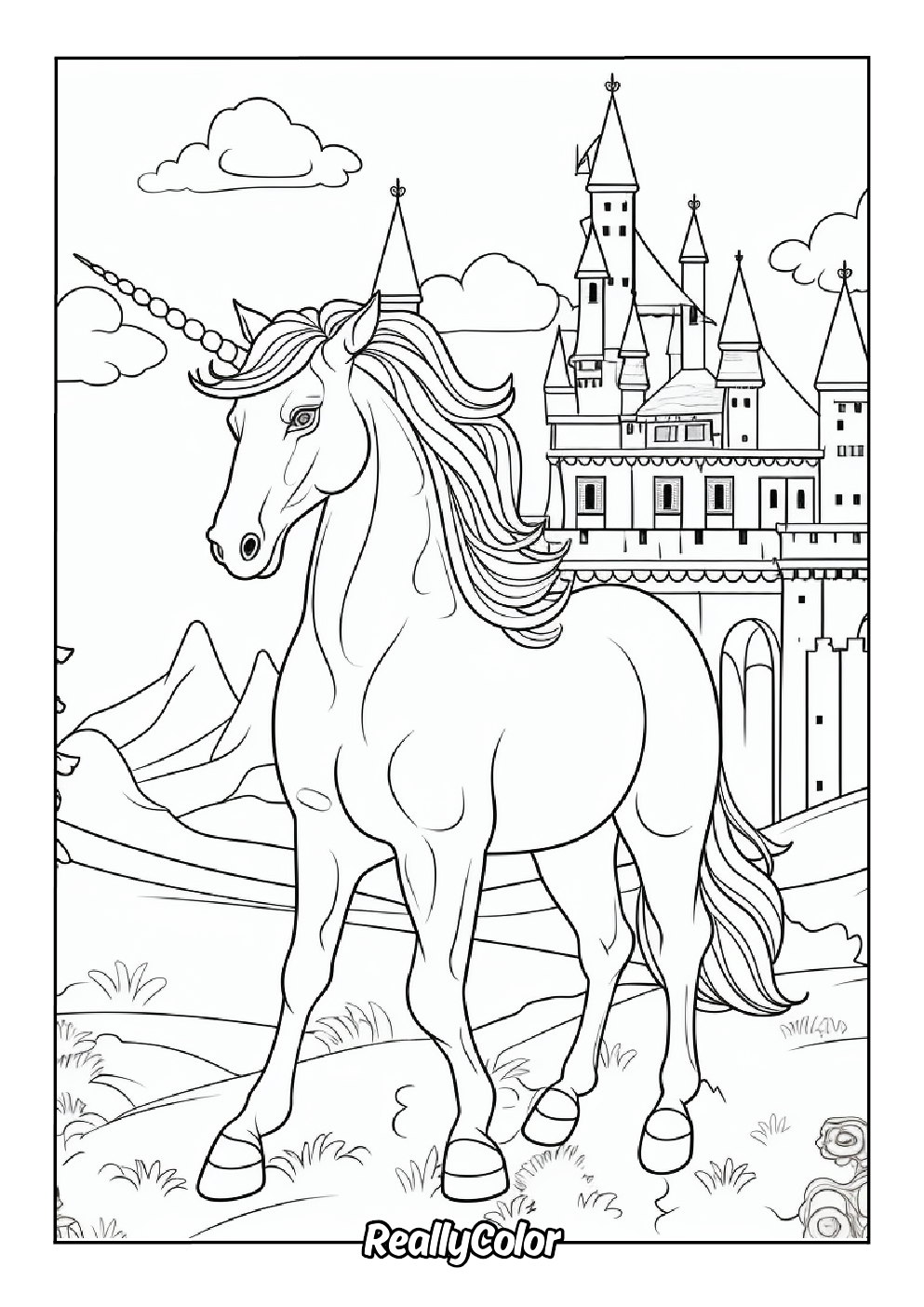 Free printable coloring page of a unicorn