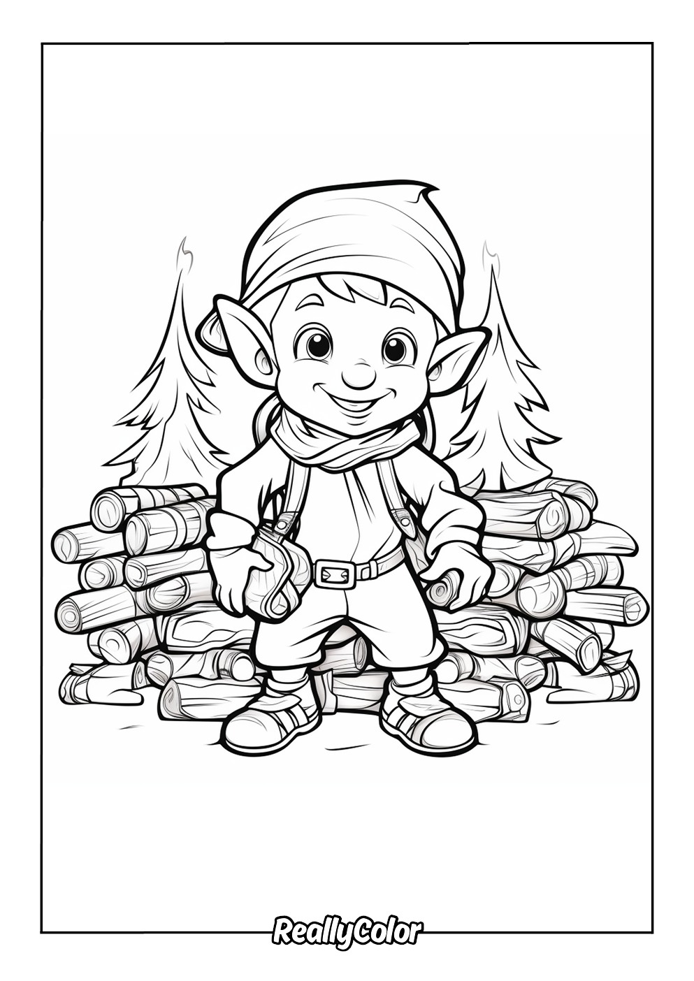 Free printable elf coloring page
