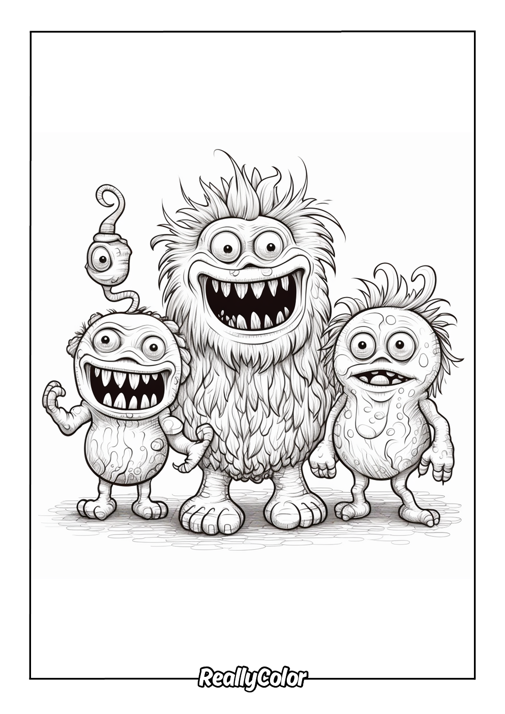 Funny monsters coloring page