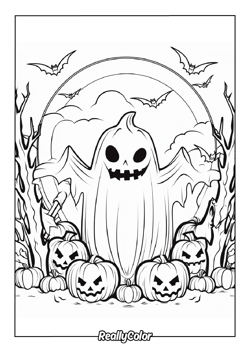 Halloween ghost coloring page