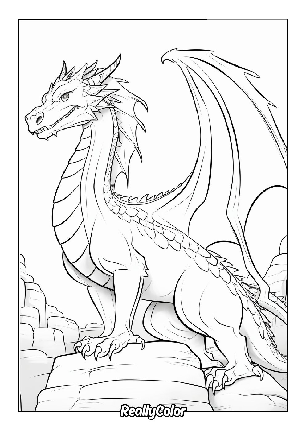 Majestic fire dragon coloring page free