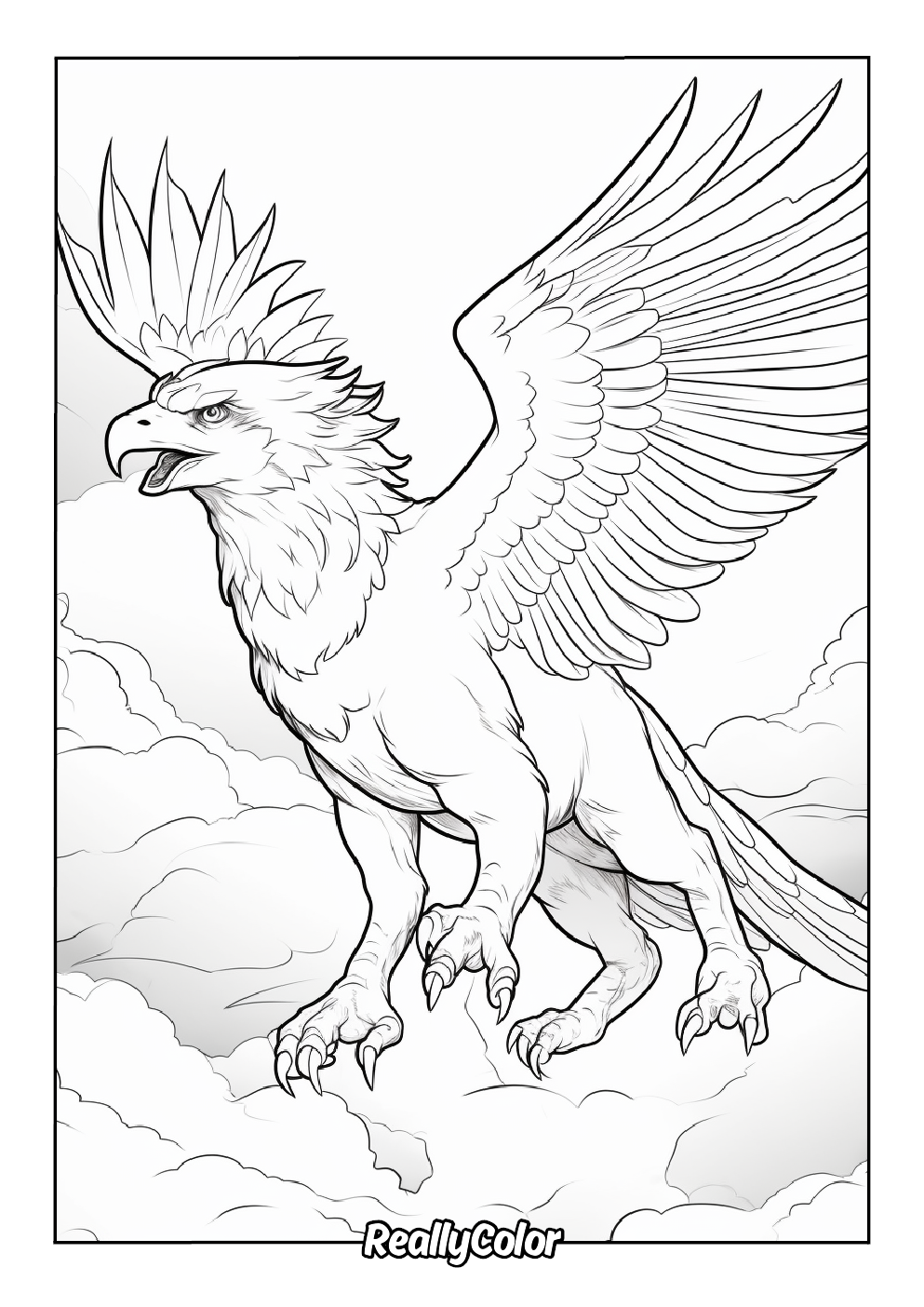 Majestic griffin coloring page