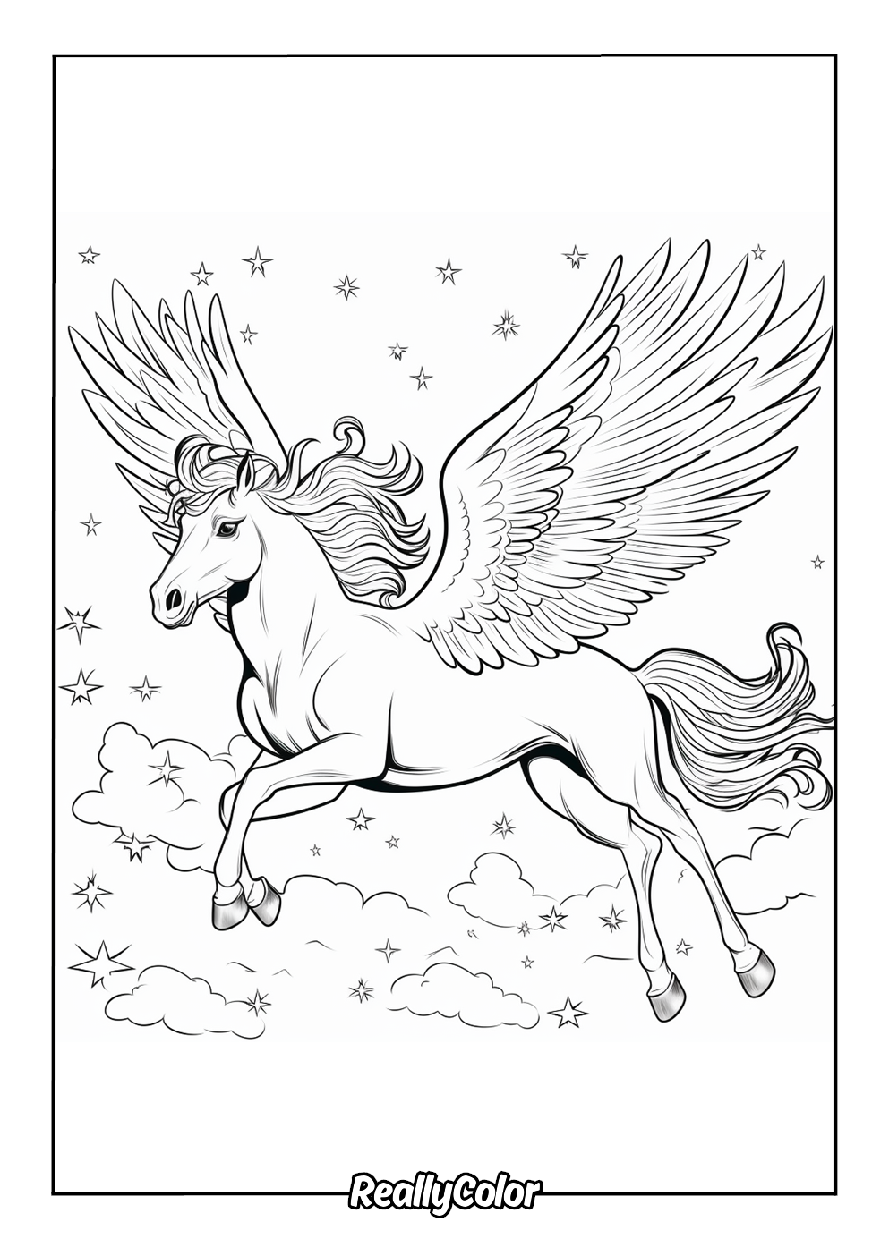 Majestic pegasus coloring page