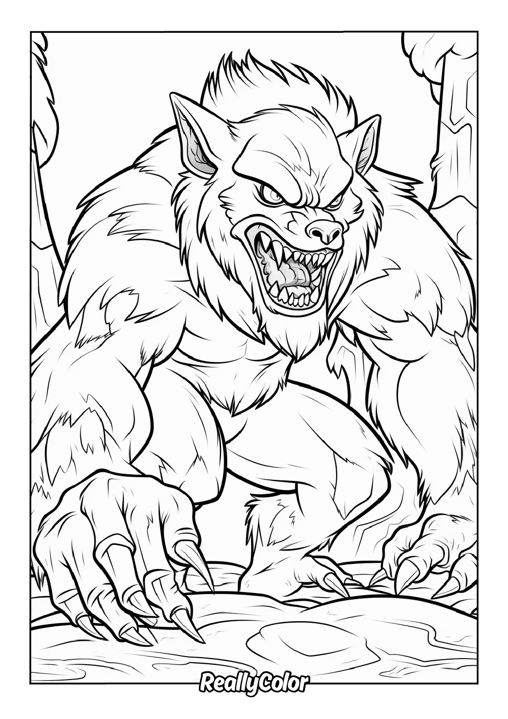 Powerful werewolf free coloring page