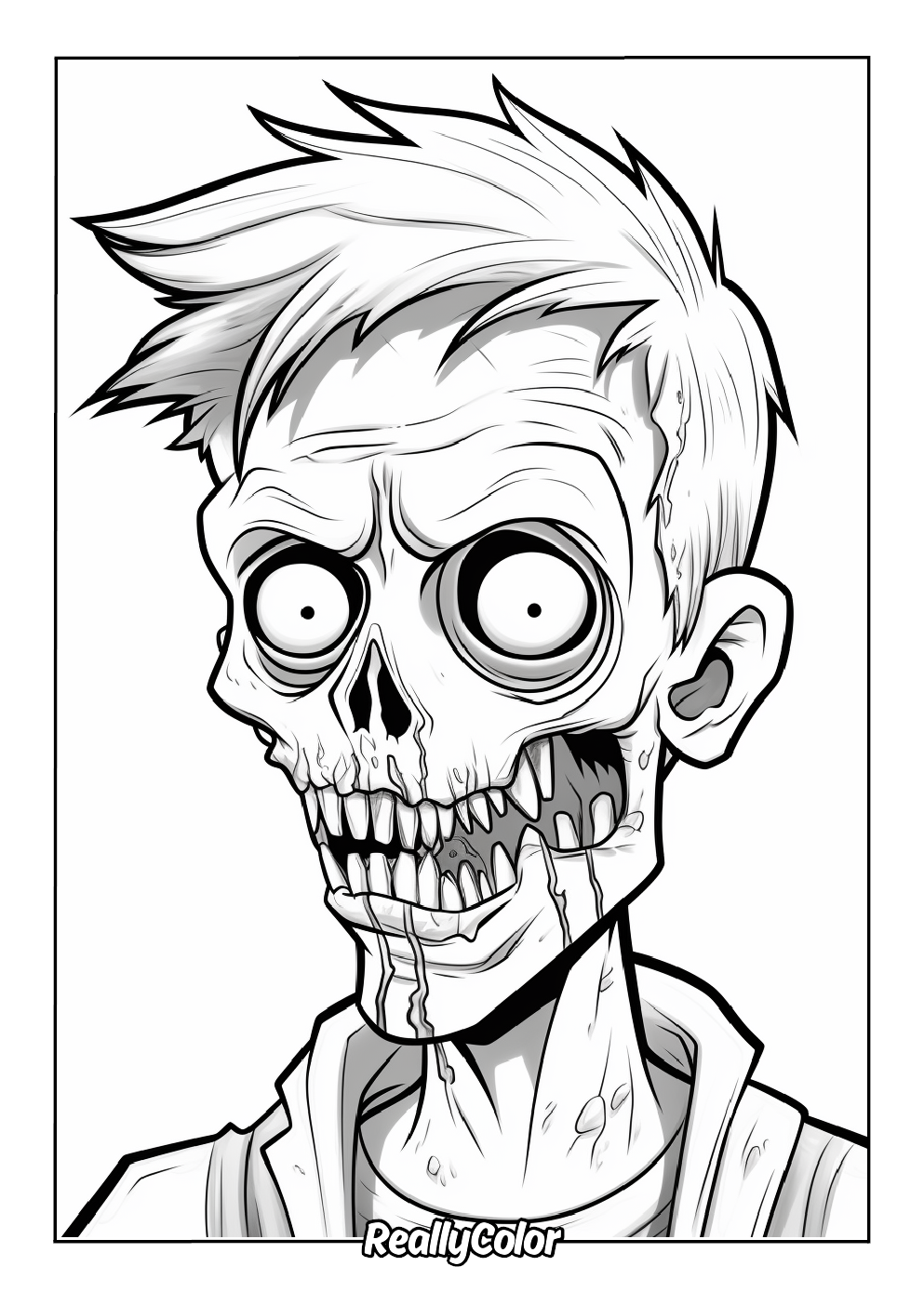 Printable coloring page of a zombie