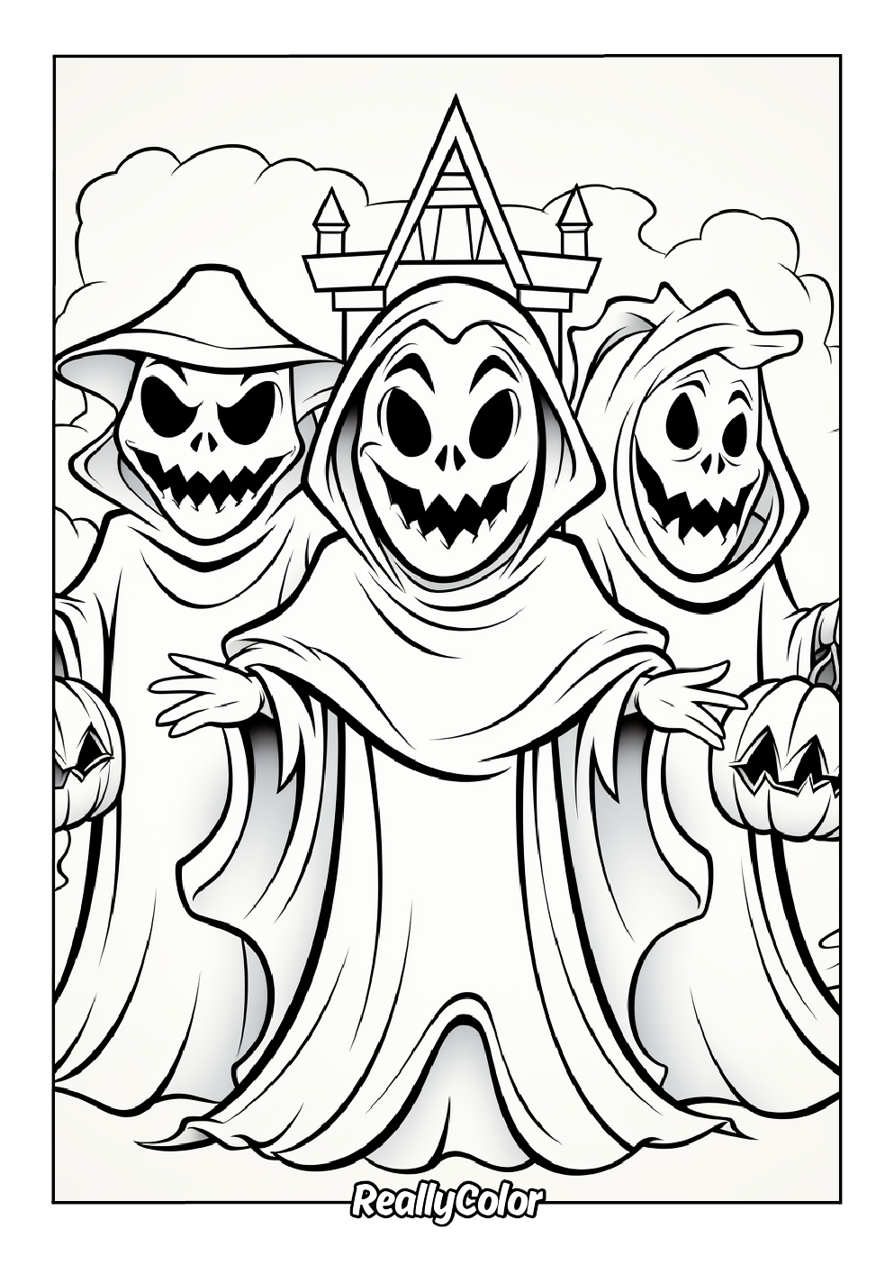Printable ghosts color page