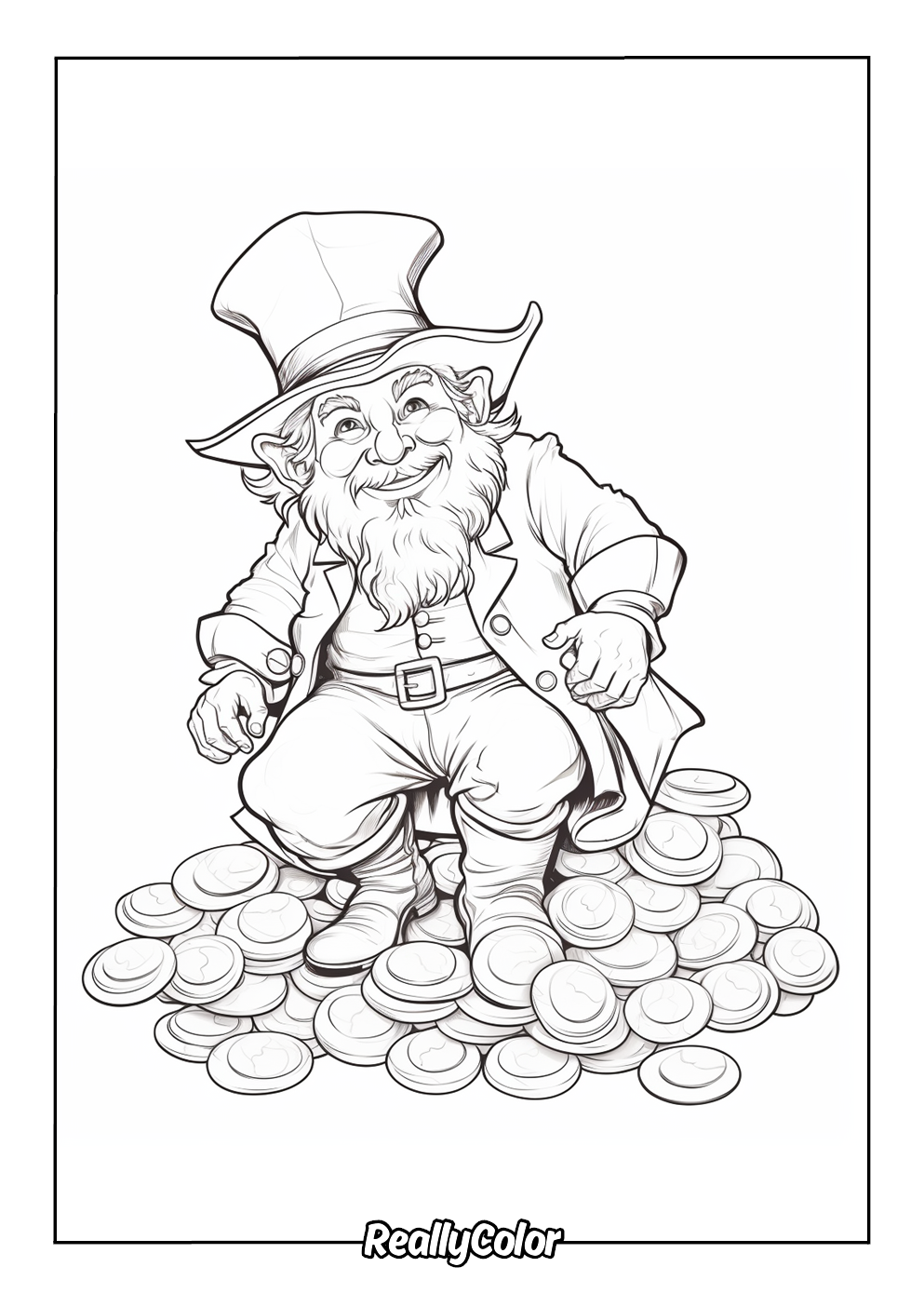 Realistic leprechaun coloring page free