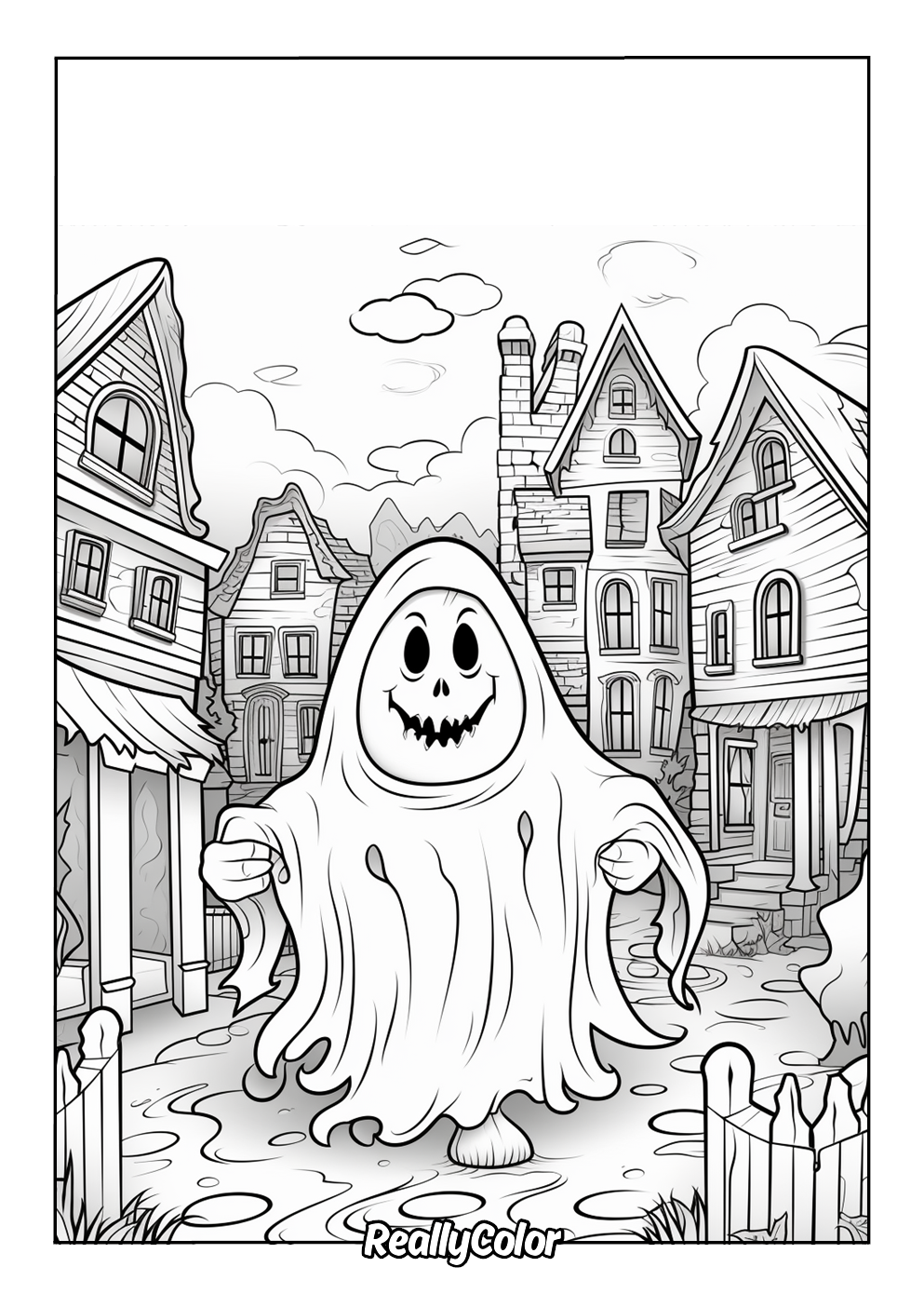 Scary ghost coloring page