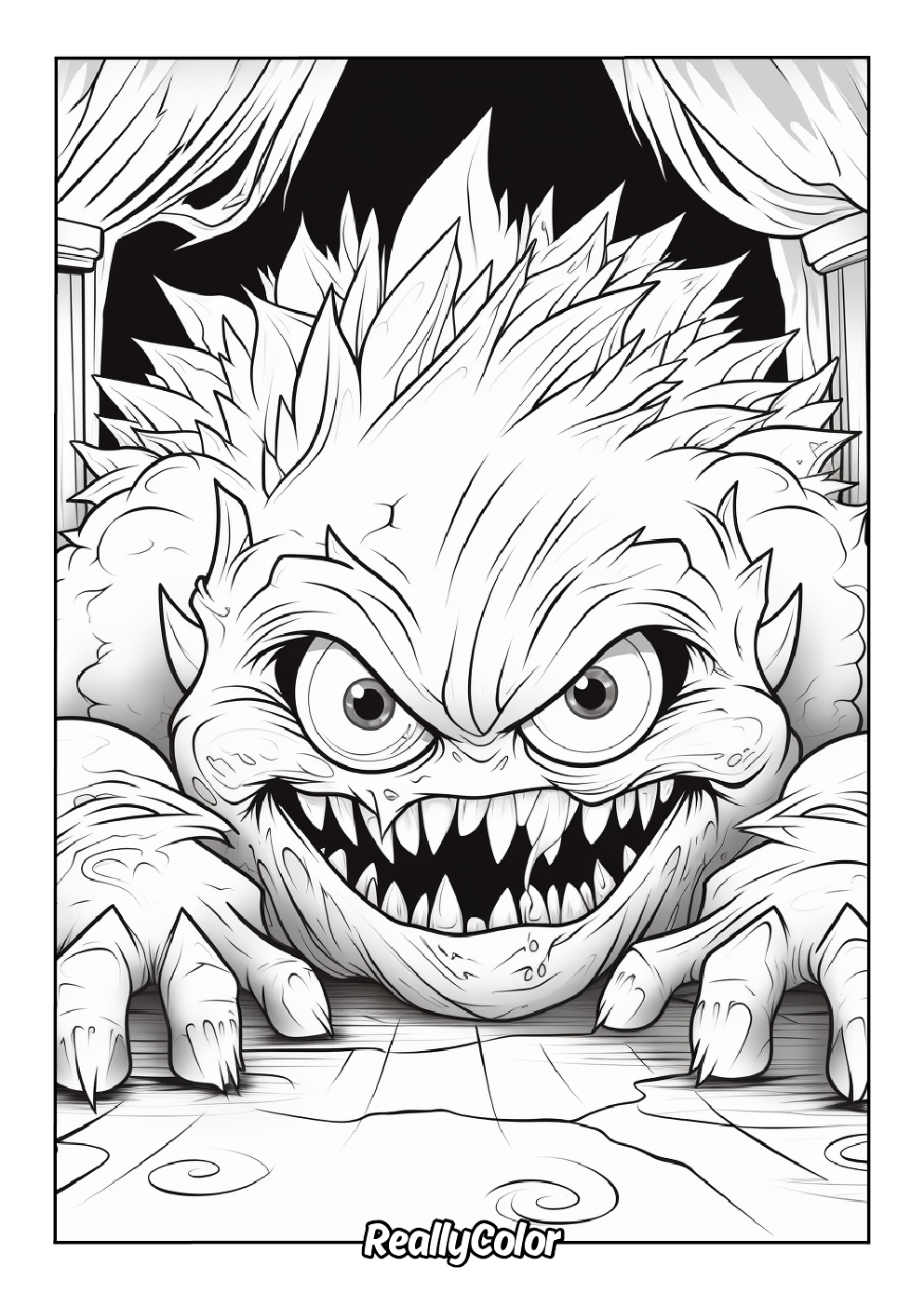 Scary monster coloring page