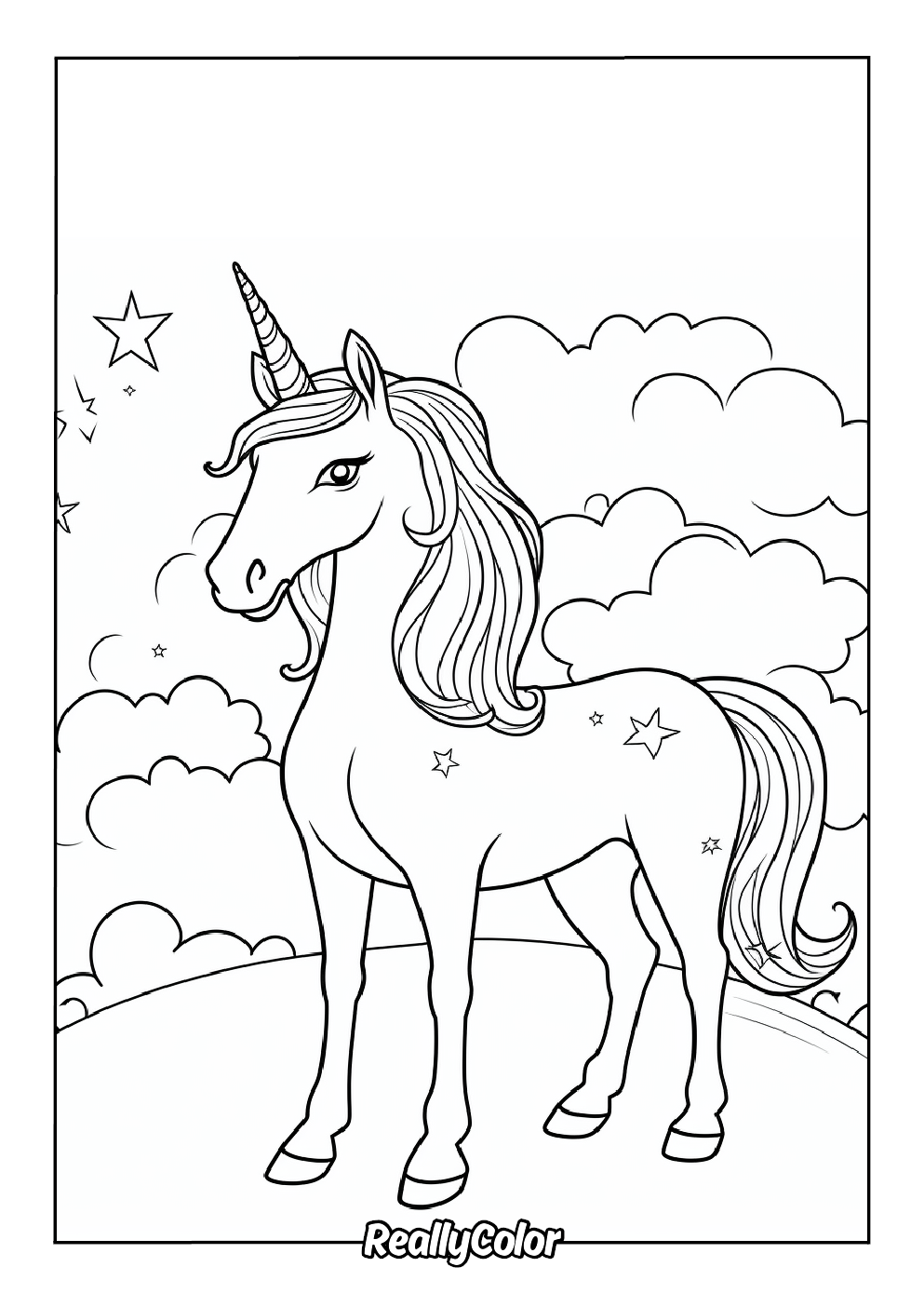 Simple unicorn color page