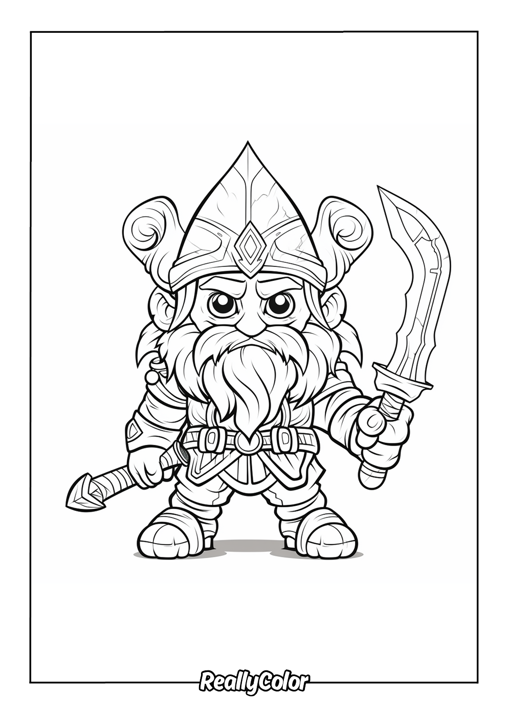 Warrior gnome color page