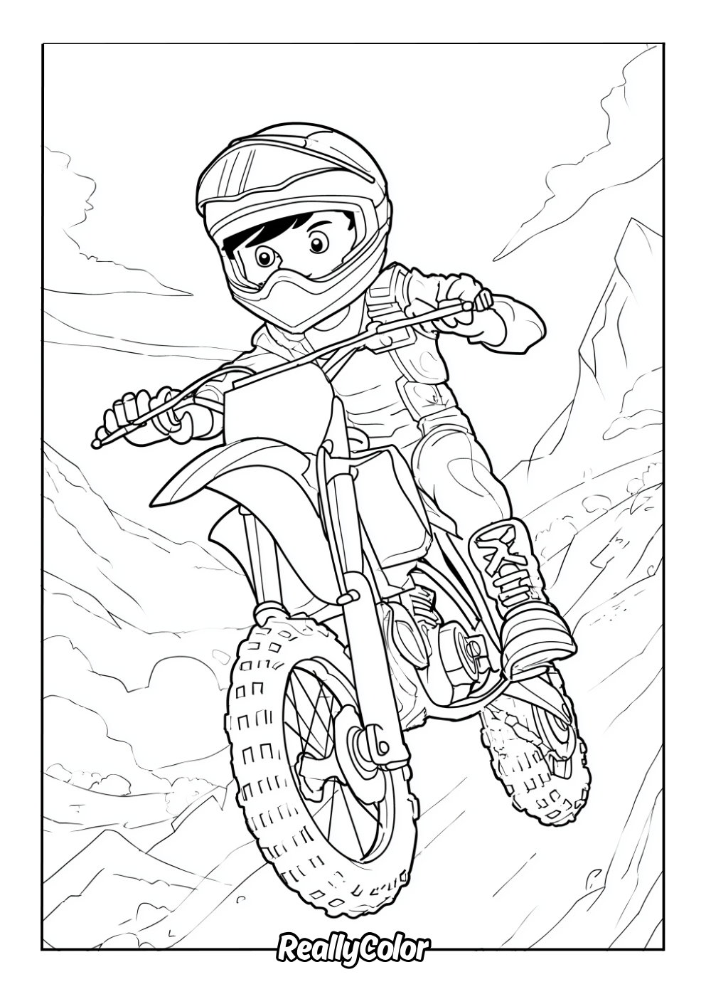 Cartoon dirt bike color page