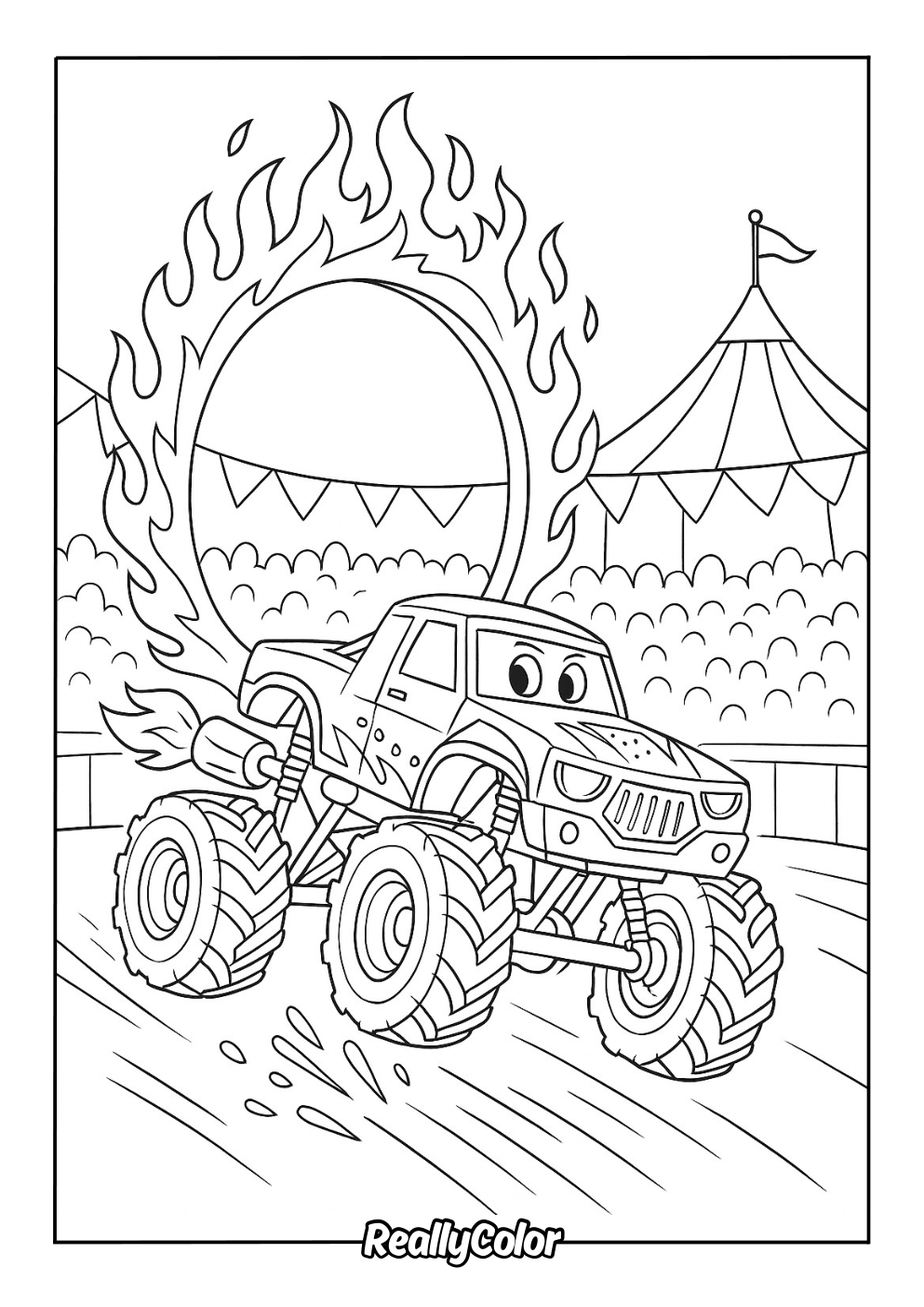 Cartoon monster truck color page