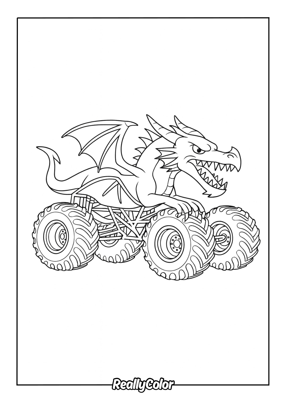 Dragon monster truck coloring page