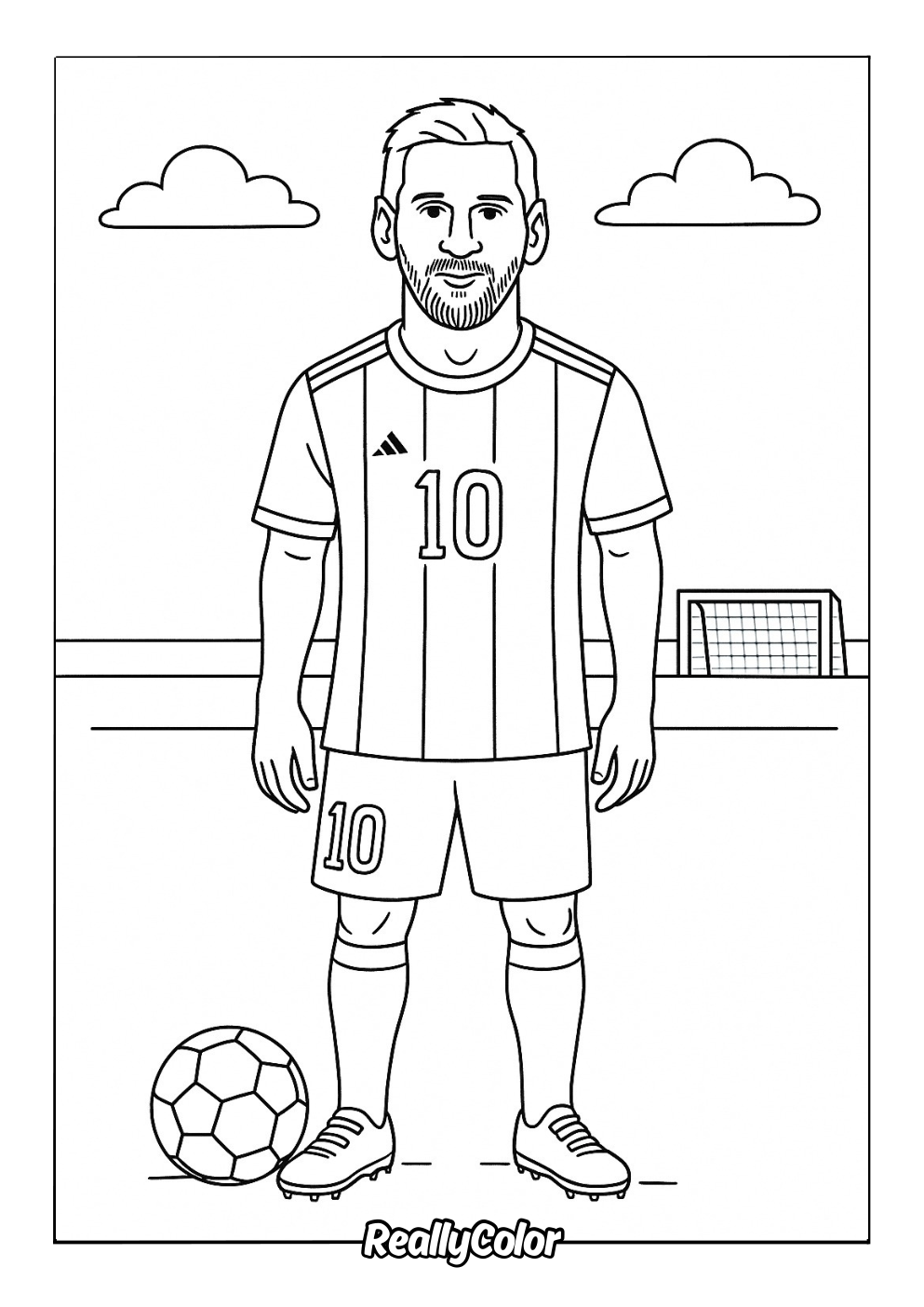 Easy cartoon Lionel Messi coloring page