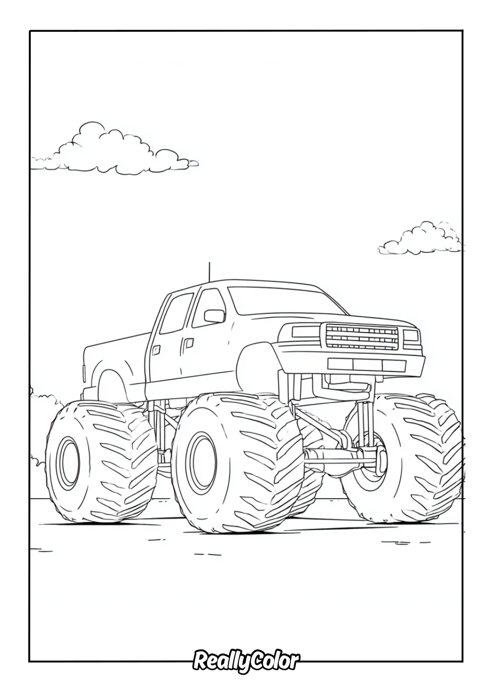 Easy monster truck coloring page