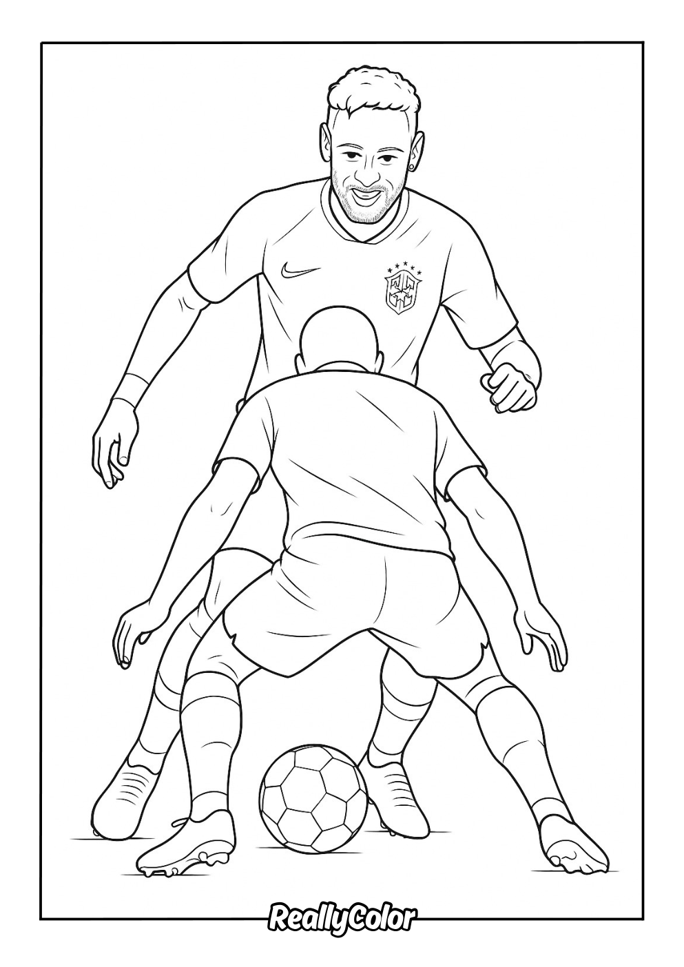 Free coloring page of Neymar dribbling