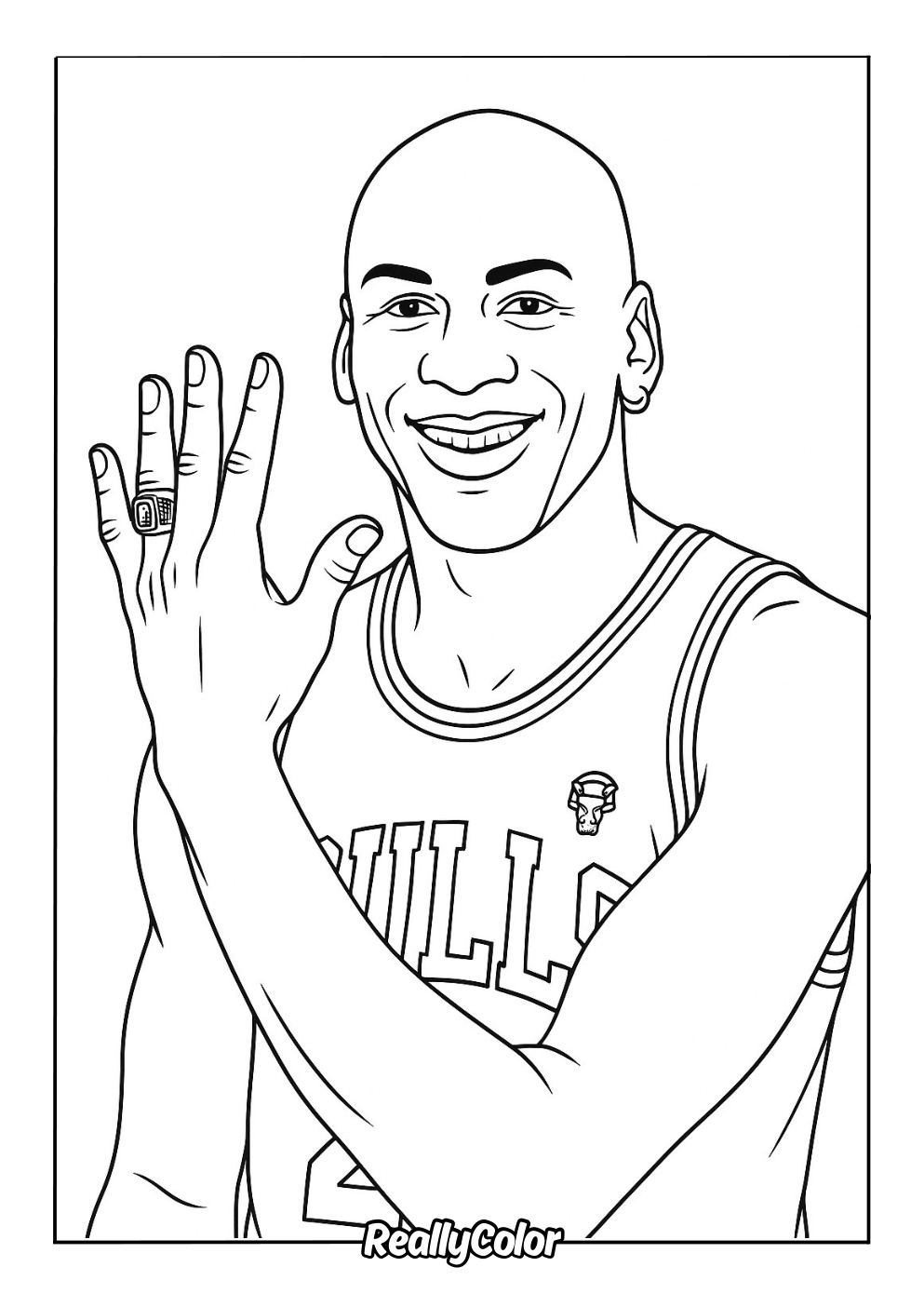 Jordan with championship ring coloring page