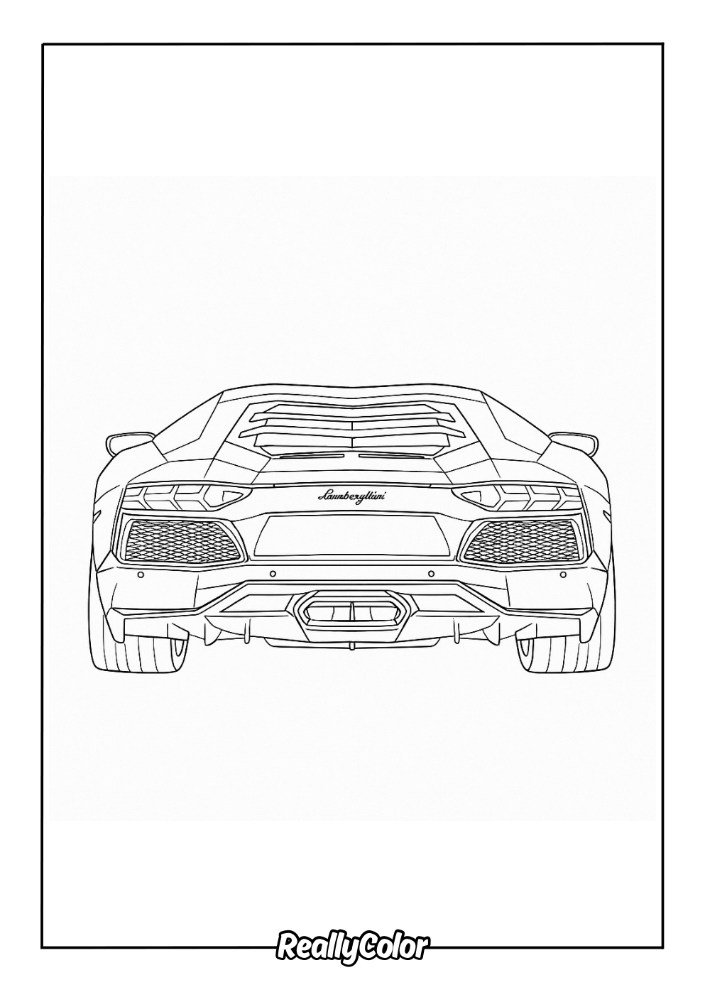 Lamborghini back view coloring page