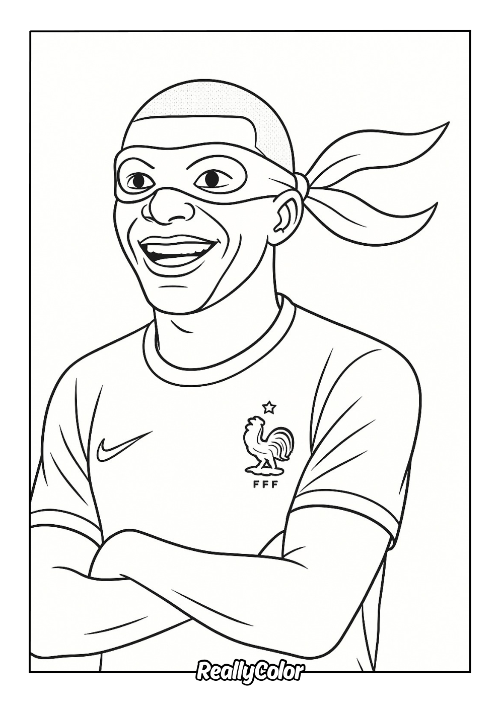 Mbappe as a ninja turtle coloring page