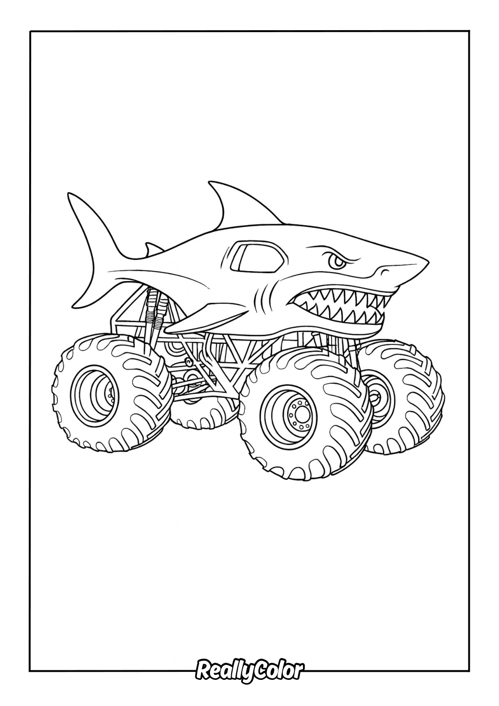 Megalodon monster truck coloring page