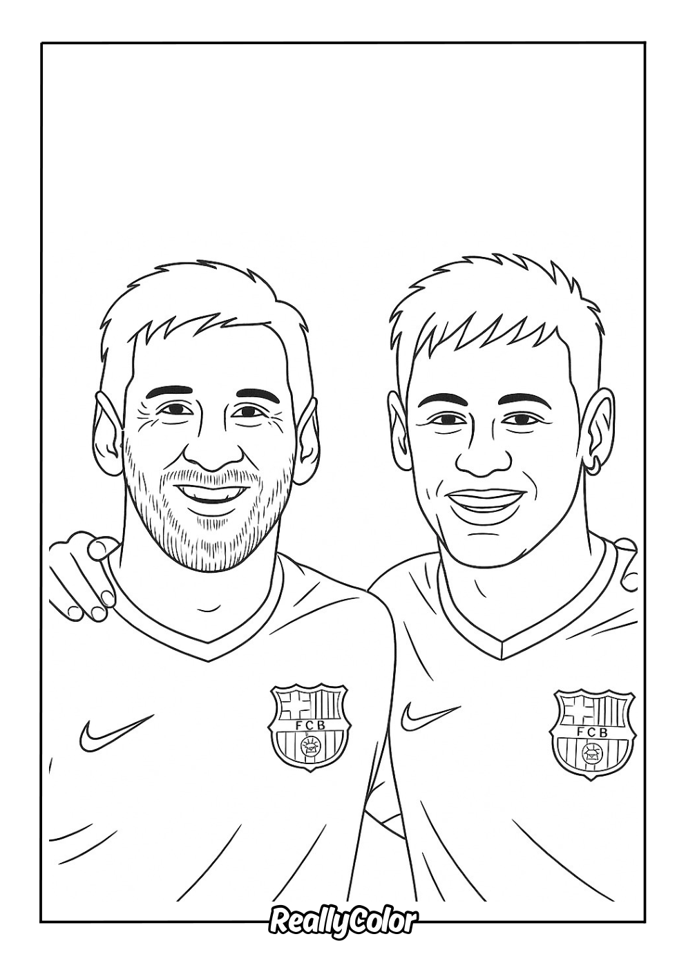 Messi and Neymar coloring page